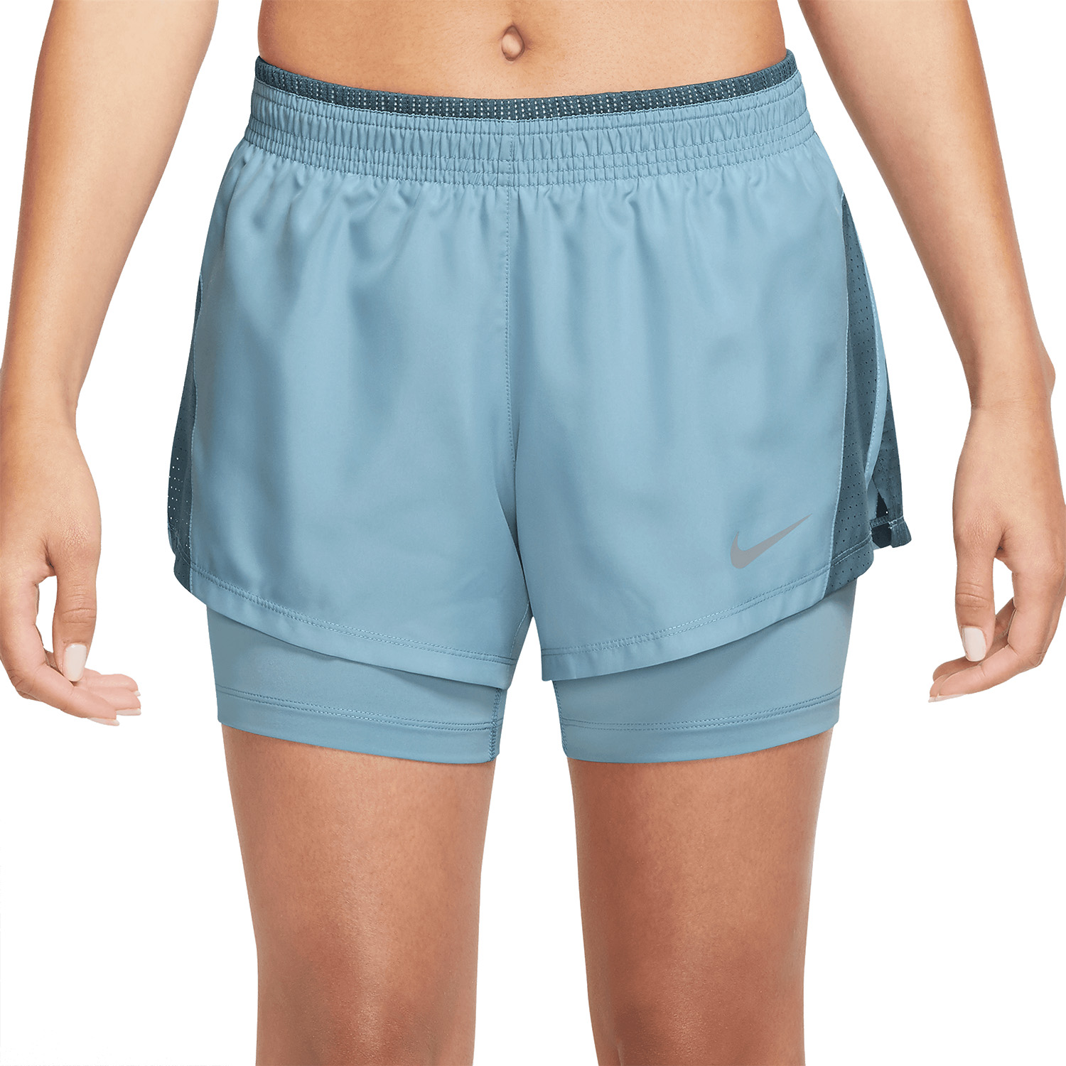 Nike 10k 2 in 1 3in Shorts - Worn Blue/Ash Green/Wolf Grey