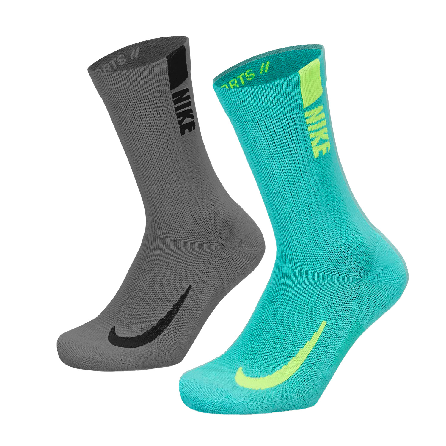 Nike Dri-FIT Multiplier Crew x 2 Running Socks - Multi Color