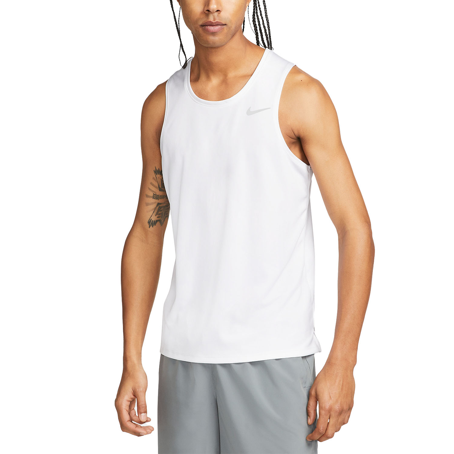 Kostuum Afhaalmaaltijd tellen Nike Dri-FIT Miler Run Men's Running Tank - White/Silver