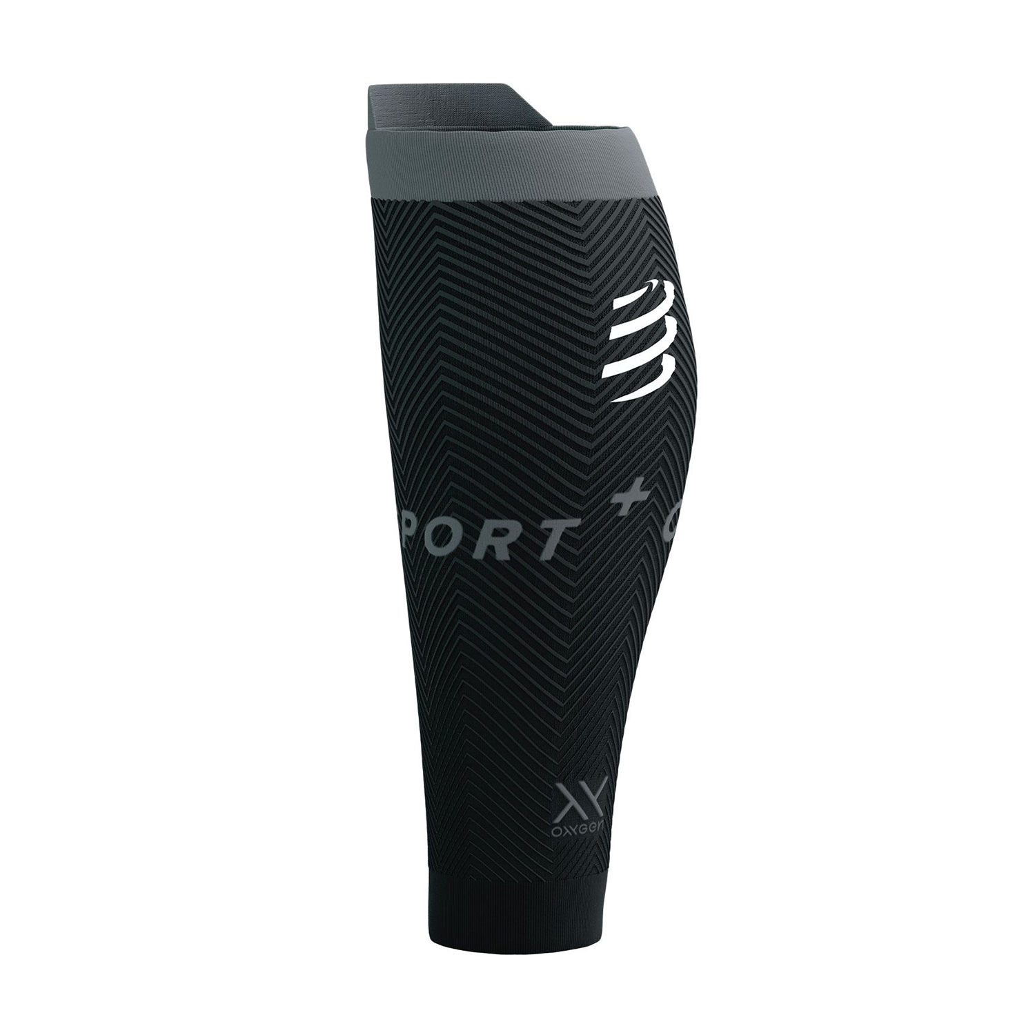 Compressport R2 Oxygen Logo Compression Calf Sleeves - Black/Steel Grey