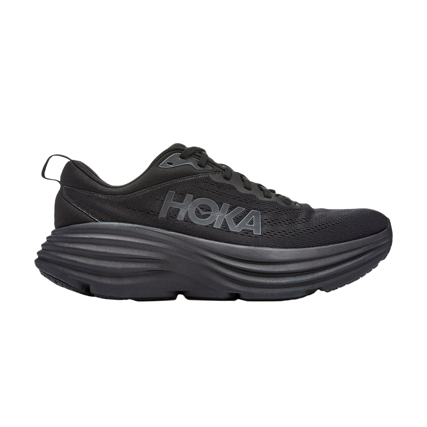 Hoka Bondi 8 Wide Men's Running Shoes - Black/White