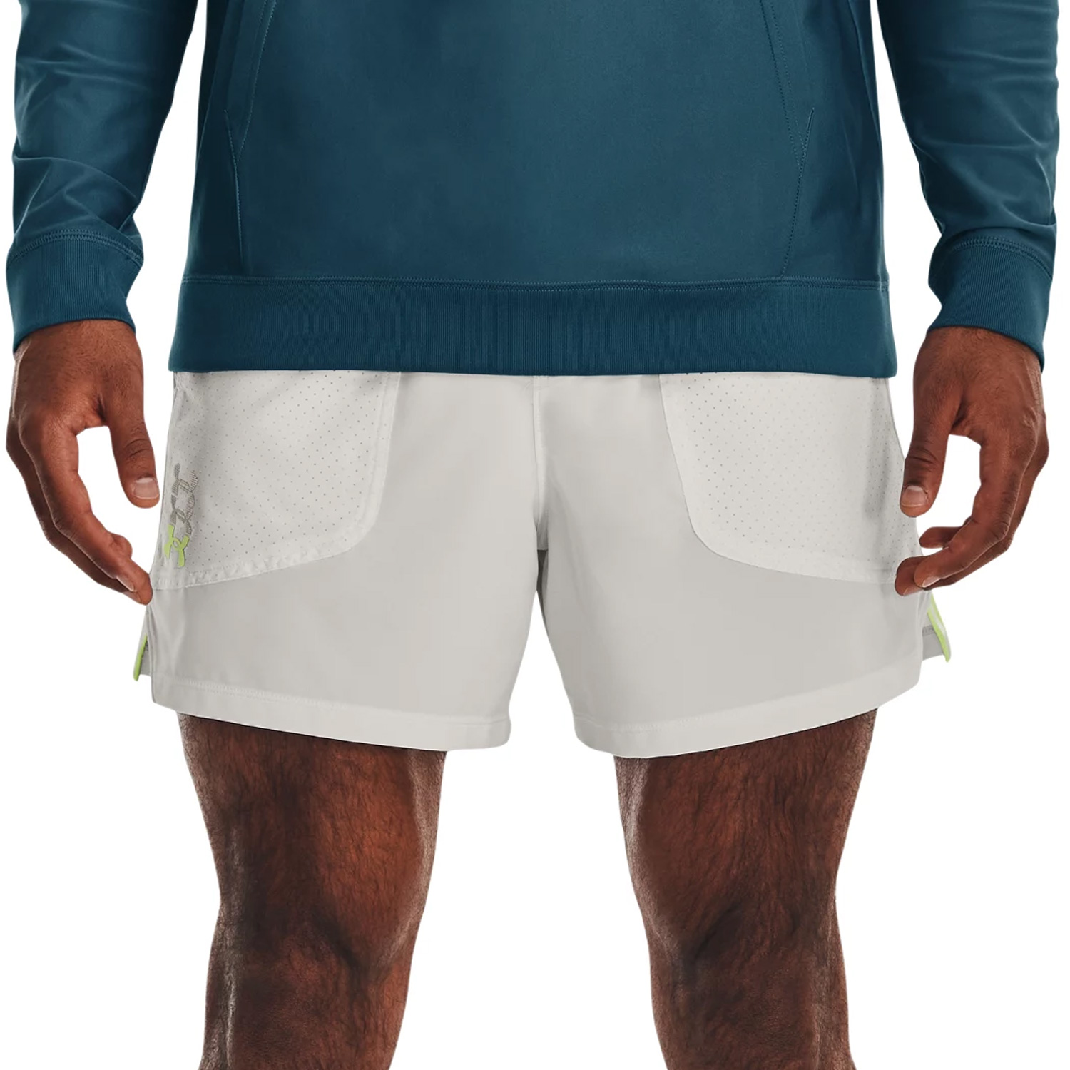 Under Armour Anywhere 5in Shorts - Gray Mist/Lime Surge