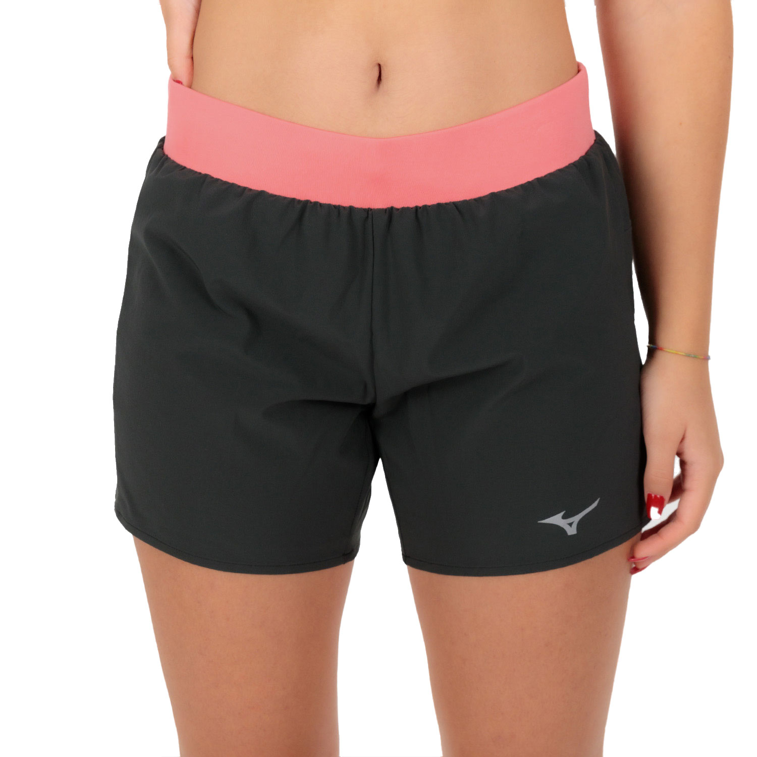 Mizuno Alpha 4.5in Shorts - Black/Sunkissed Coral