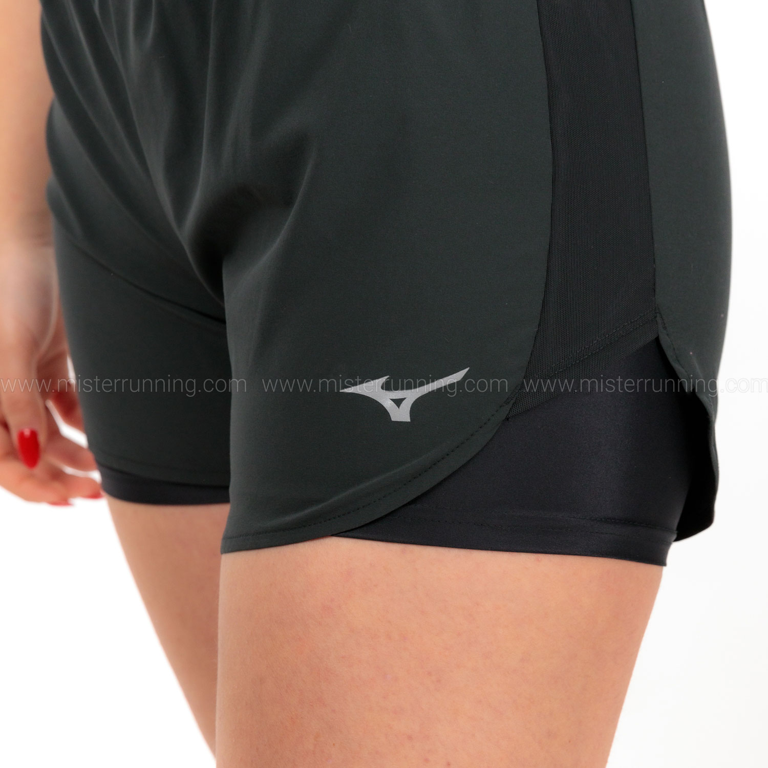 Mizuno Classic Logo 2 in 1 4.5in Pantaloncini - Black