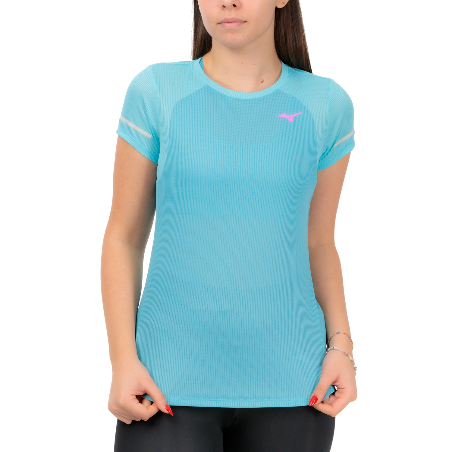 Mizuno Dryaeroflow Logo T-Shirt - Maui Blue