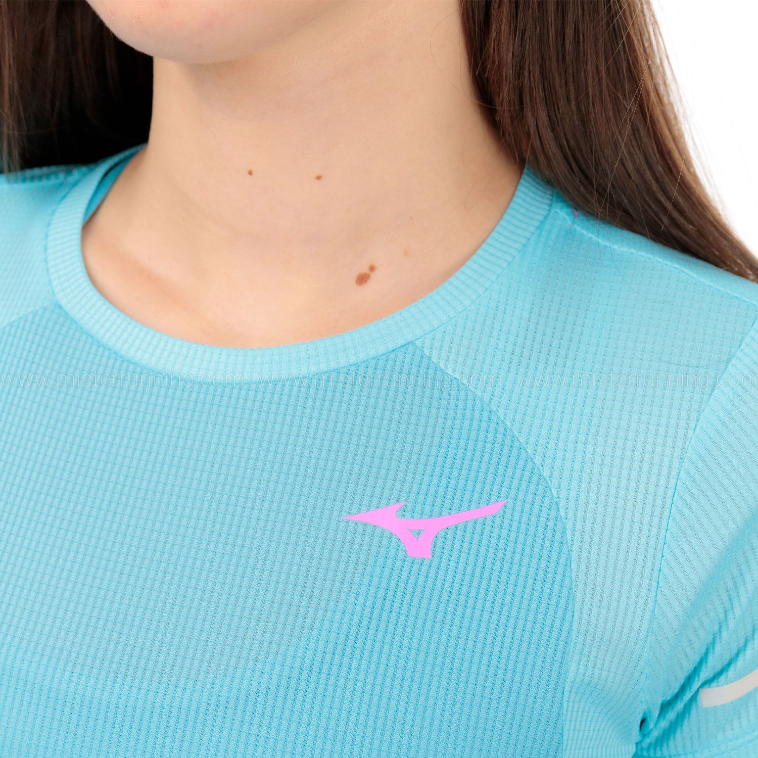 Mizuno Dryaeroflow Logo Camiseta - Maui Blue