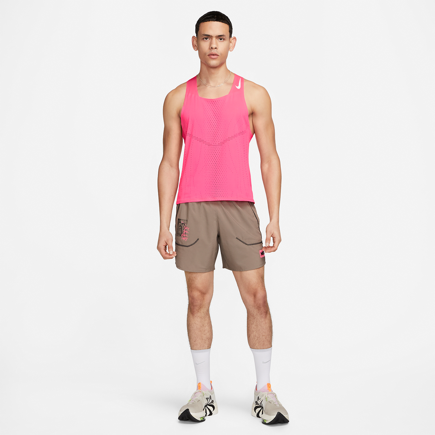 Nike Dri-FIT ADV AeroSwift Men's Running Tank - Hyper Pink/White