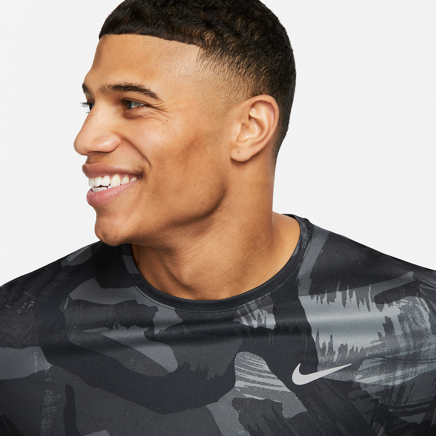 Nike Dri-FIT Miler Camo T-Shirt - Black/Reflective Silver