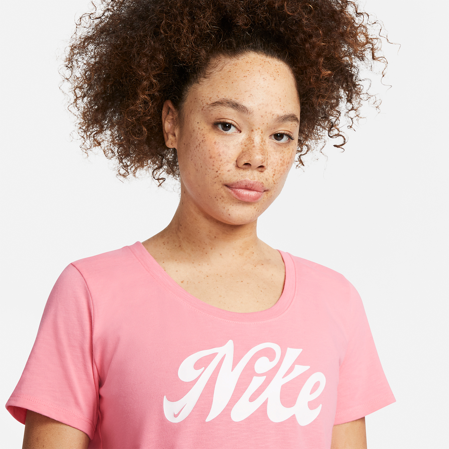 Nike Dri-FIT Script T-Shirt - Coral Chalk/White