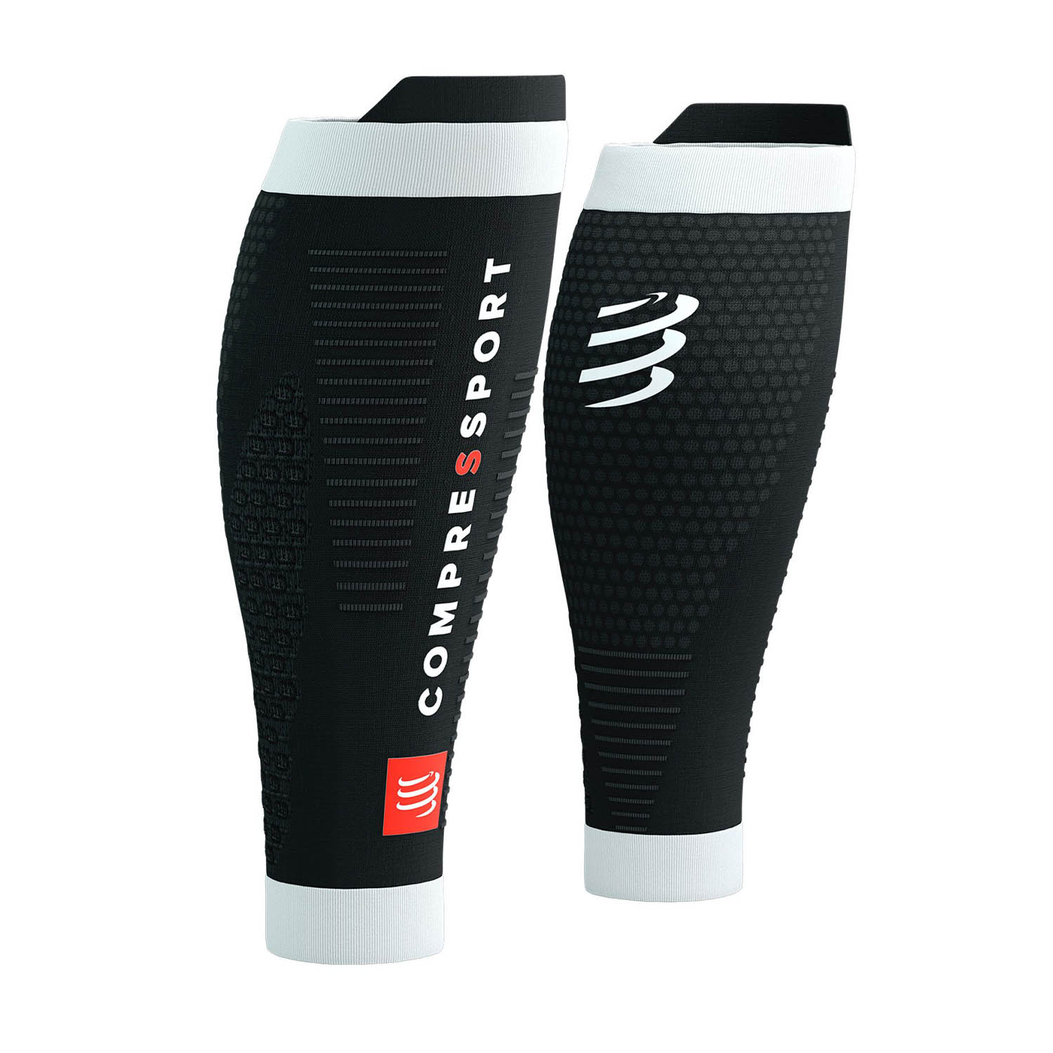 Compressport R2V3 Compression Calf Sleeves - Black/White