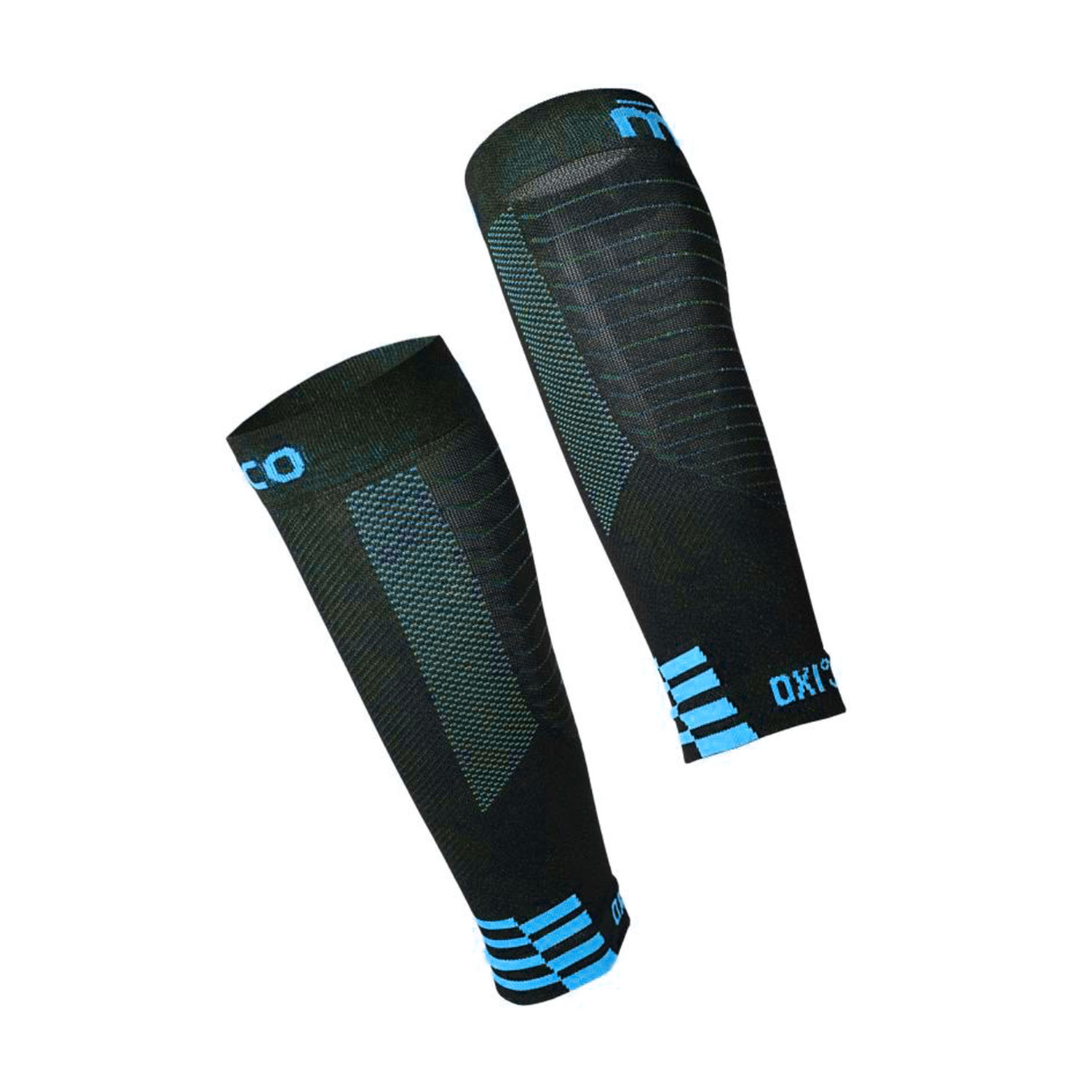 Mico Performance Compression Calf Sleeves - Nero/Turchese