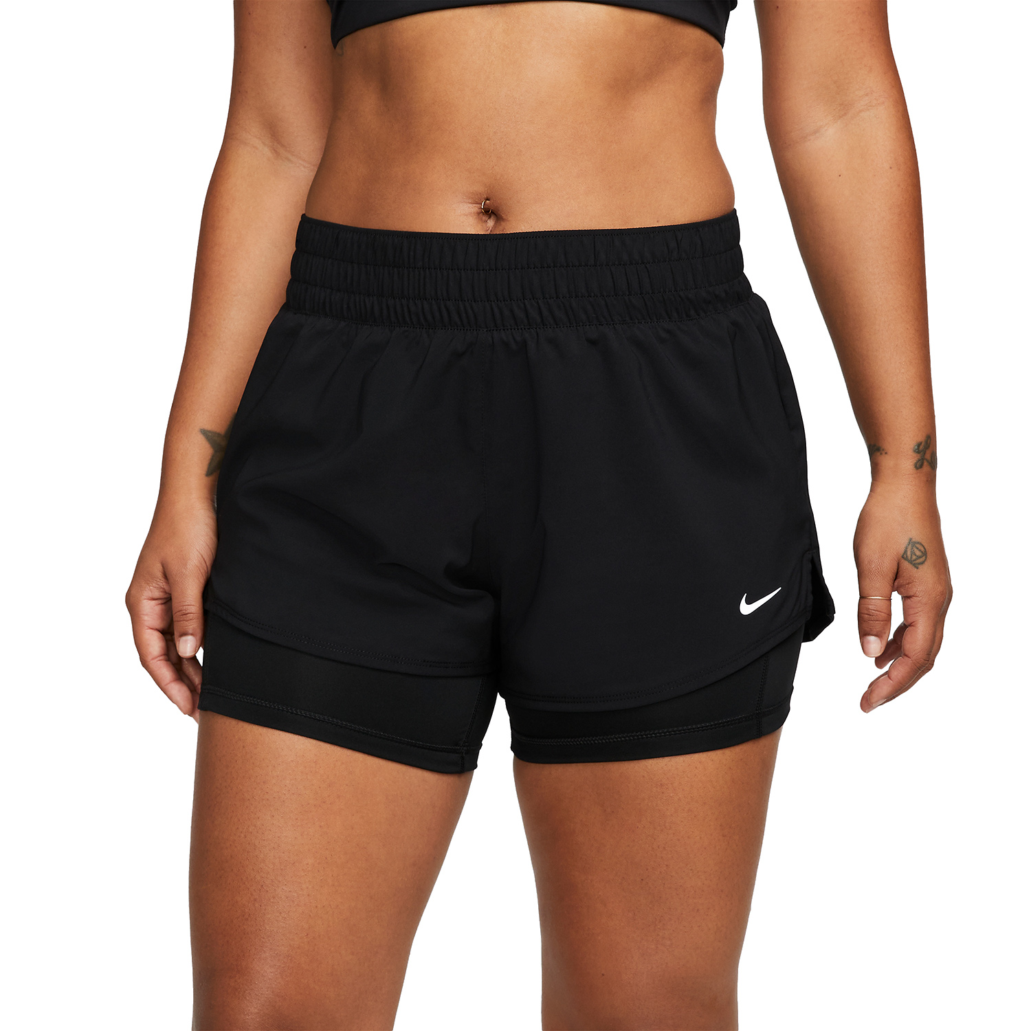 Nike Dri-FIT One 2 in 1 3in Pantaloncini - Black/Reflective Silver