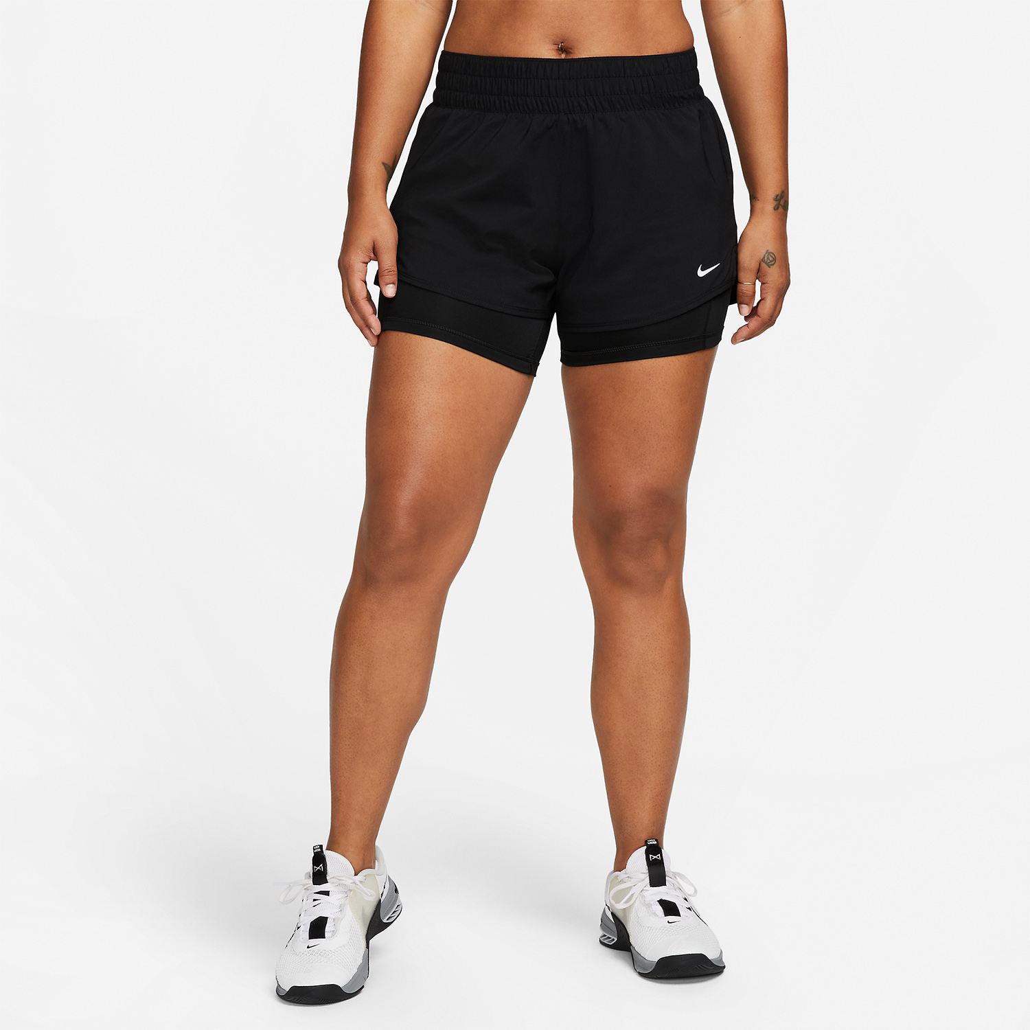 Nike Dri-FIT One 2 in 1 3in Pantaloncini - Black/Reflective Silver