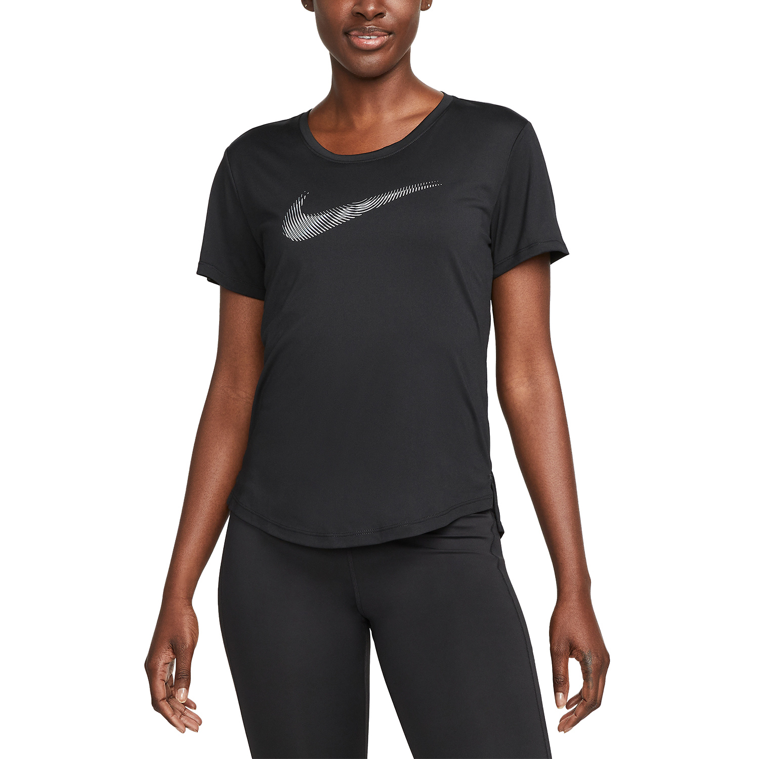 Nike Dri-FIT Swoosh Women's Running T-Shirt - Black/Cool Grey