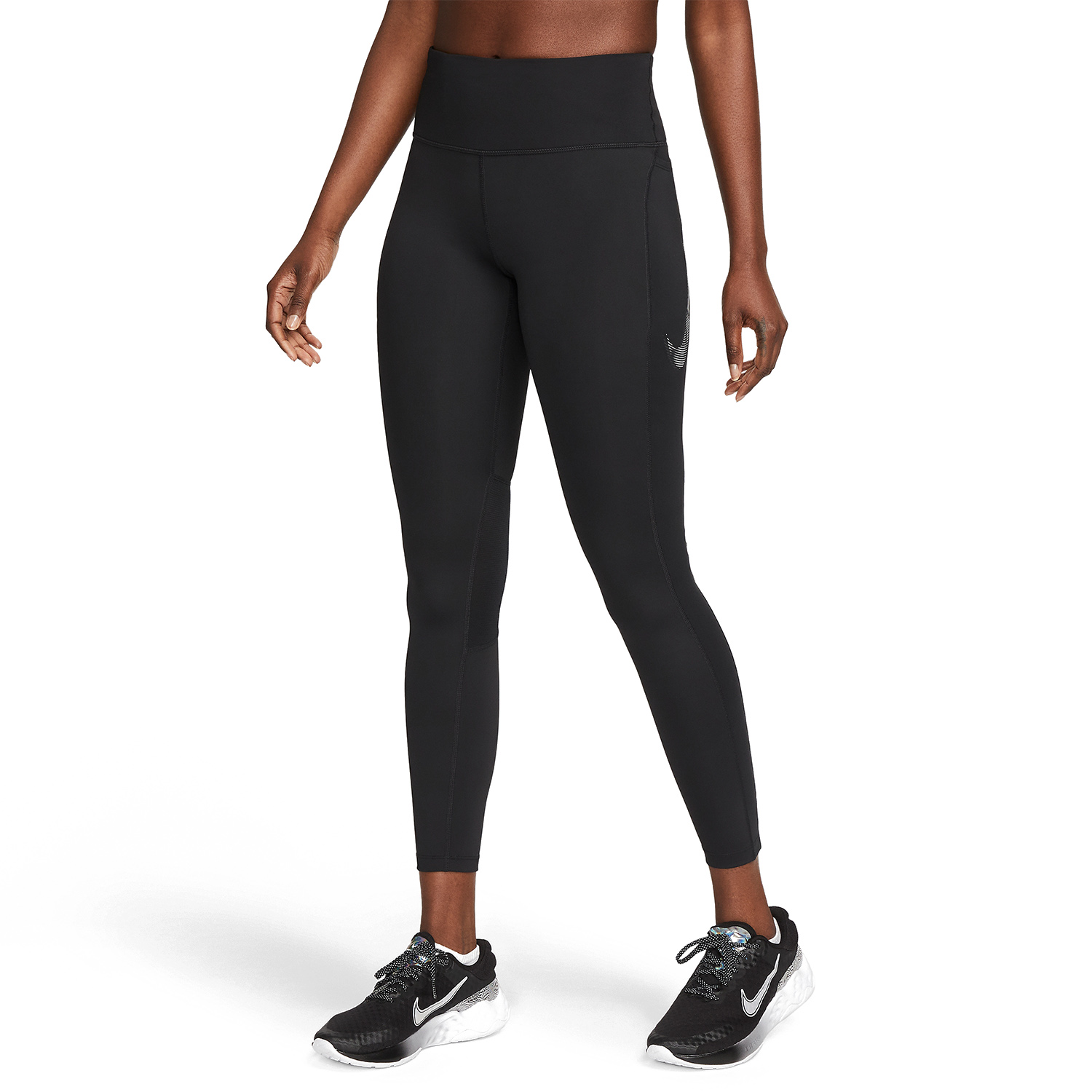 Nike Women's Mid-Rise Essential Swoosh Leggings Black XS at