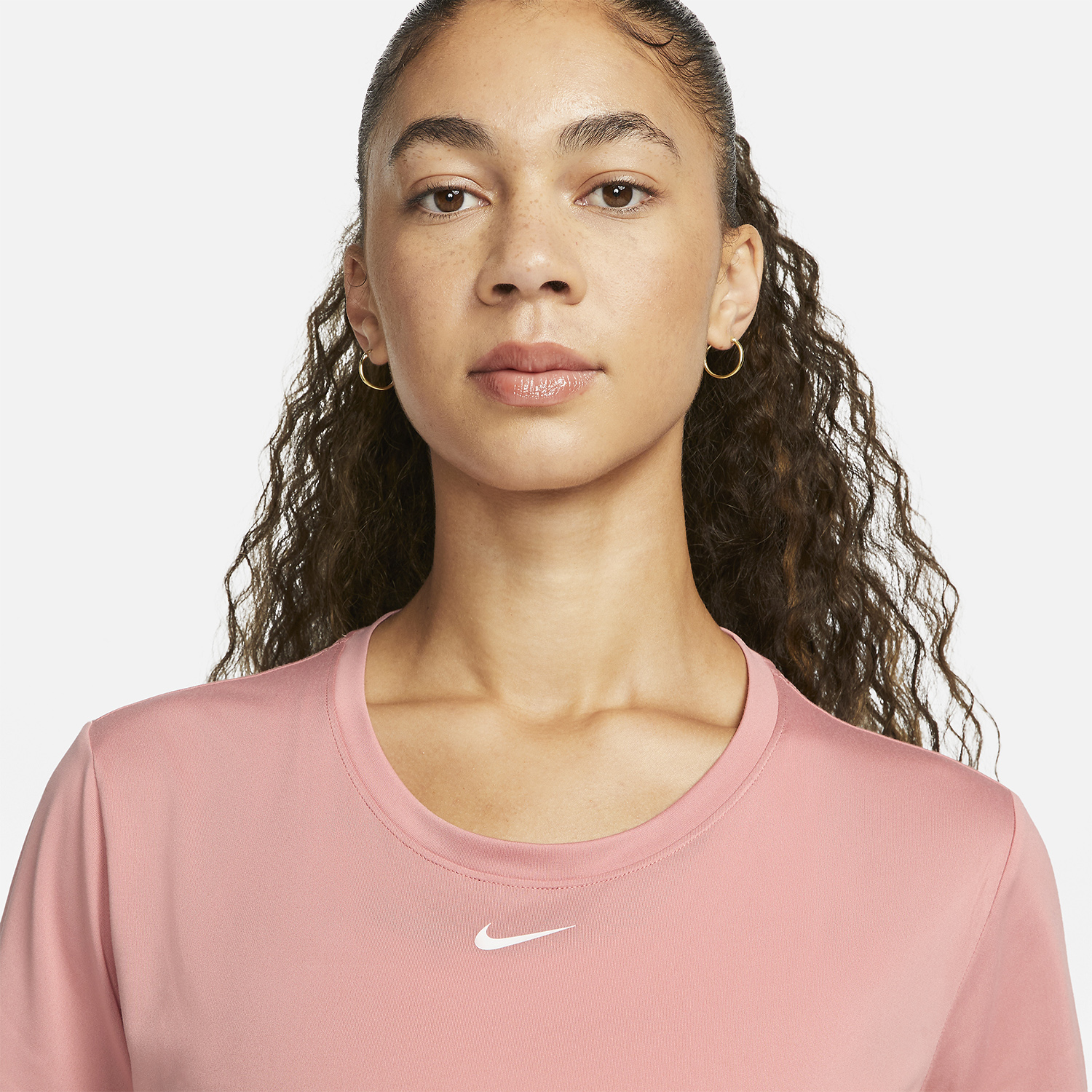 Nike One Dri-FIT Logo T-Shirt - Red Stardust/White