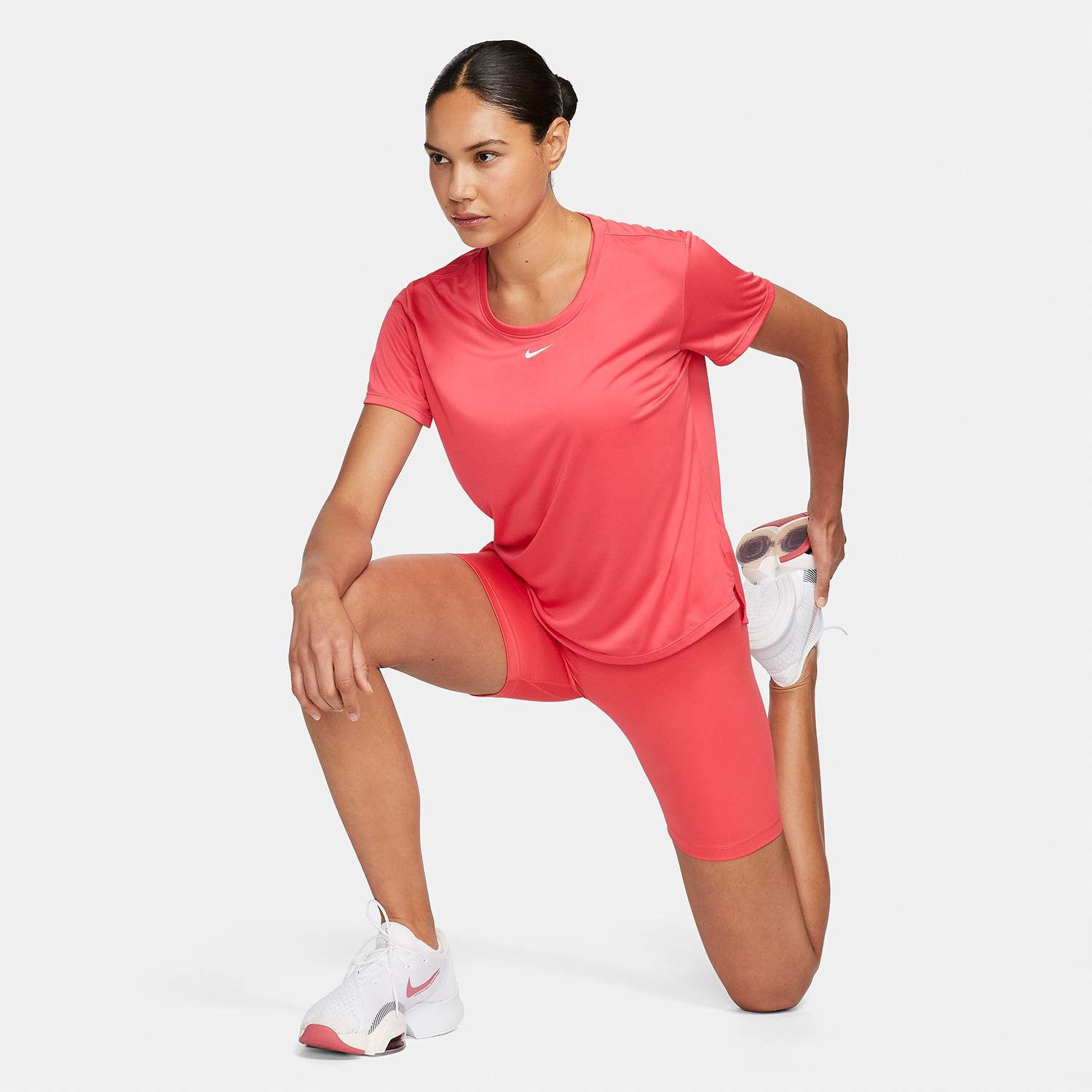 Nike One Dri-FIT Logo T-Shirt - Light Fusion Red/White