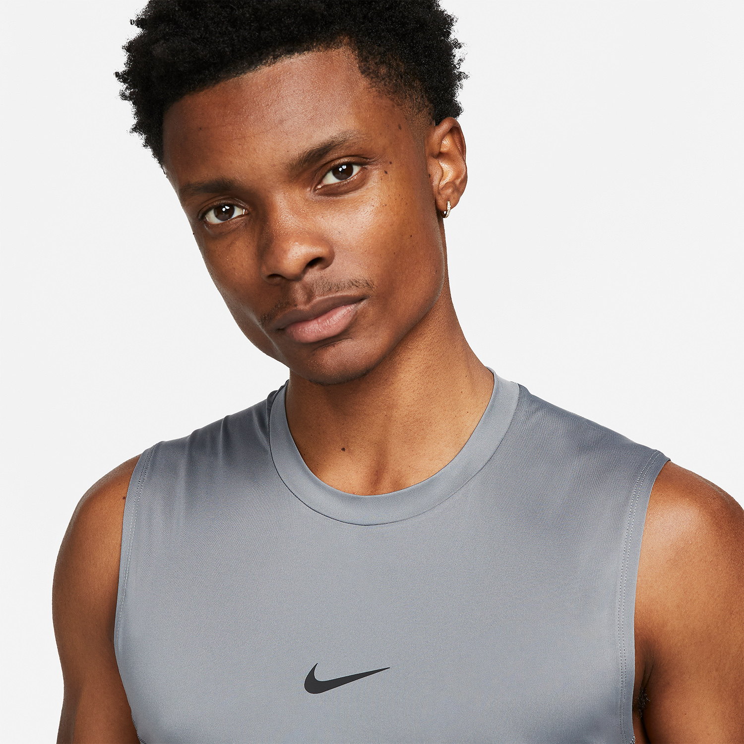 Nike Pro Dri-FIT Logo Men's Training Tank - Smoke Gray/Black