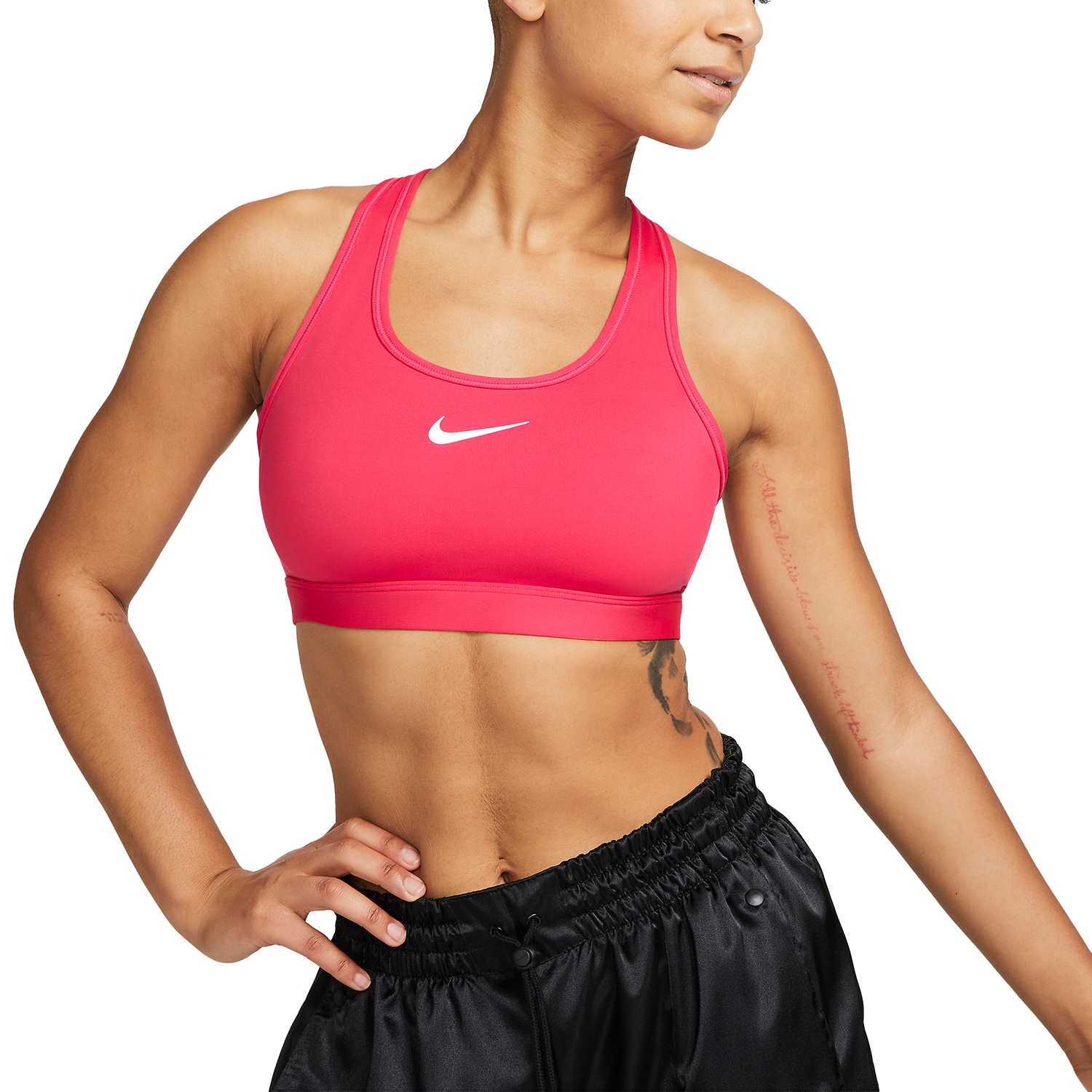 Nike Swoosh Dri-FIT Sports Bra - Lt Fusion Red/White