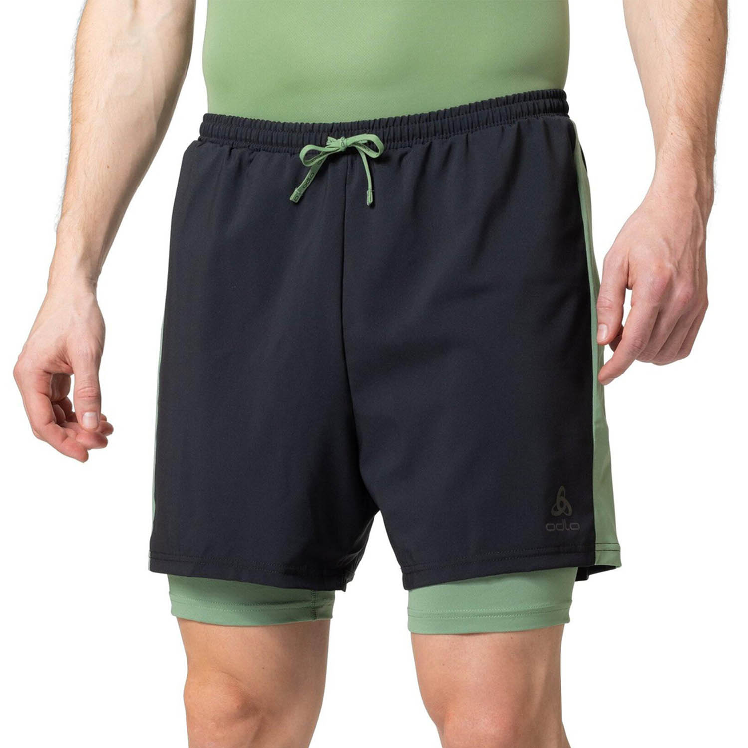 Odlo Essential 2 in 1 5in Shorts - Black/Loden Frost