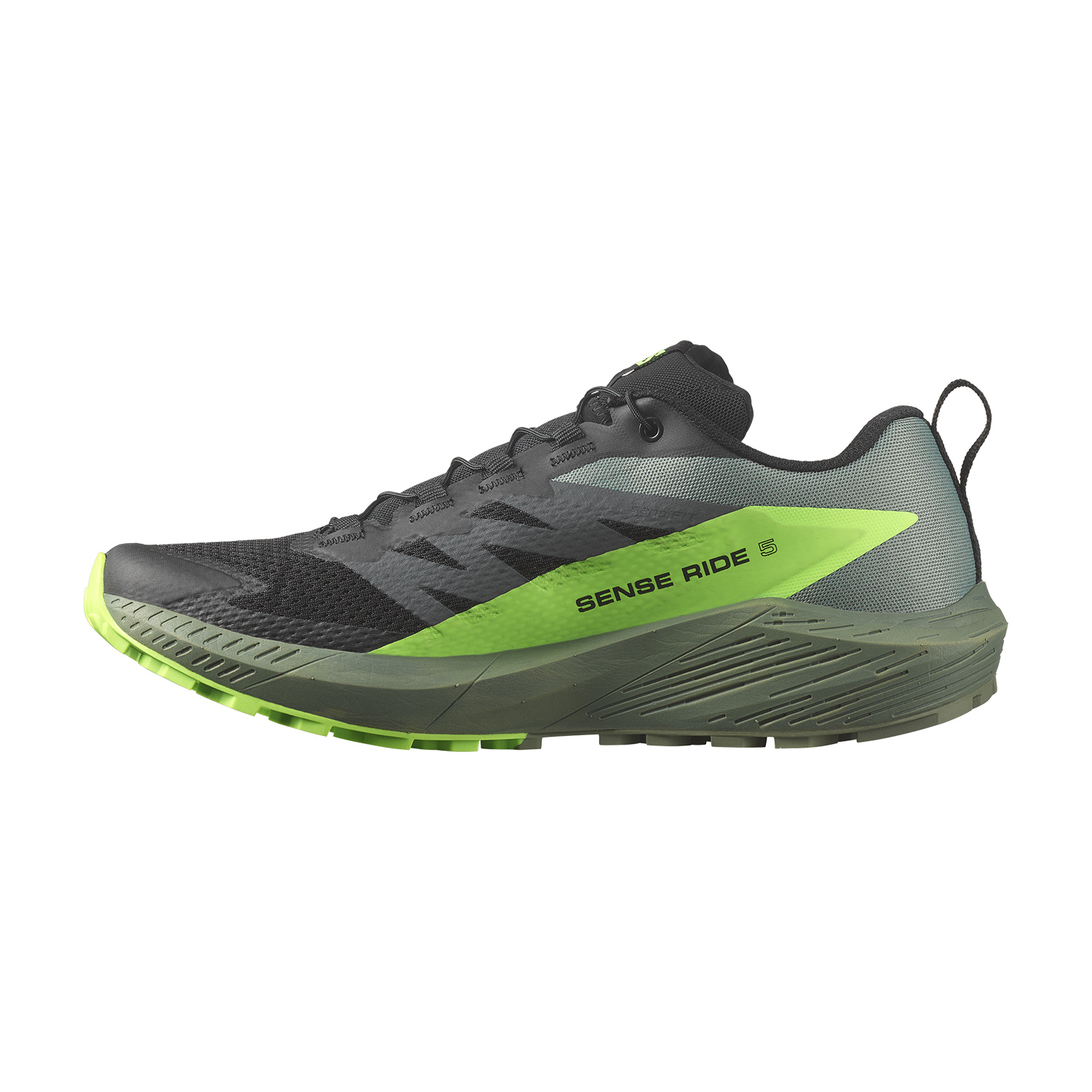 Salomon Sense Ride 5 - Black/Laurel Wreath/Green Gecko