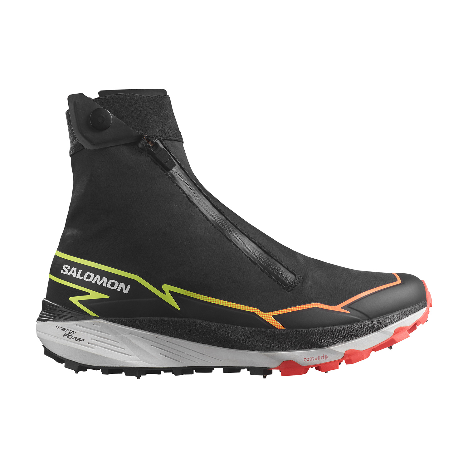 Salomon Winter Cross Spike - Black/Fiery Coral/Safety Yellow