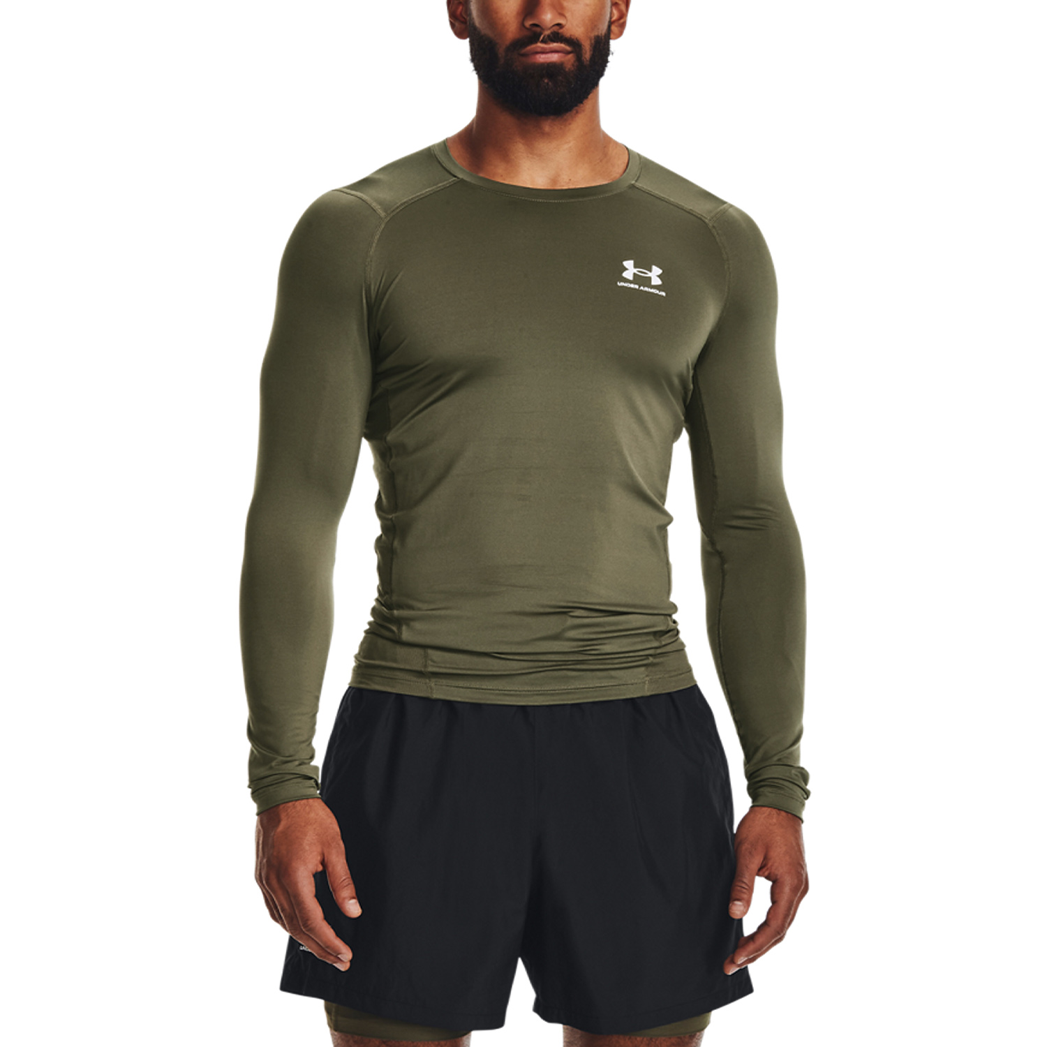 Under Armour HeatGear Compression Shirt - Marine OD Green/White