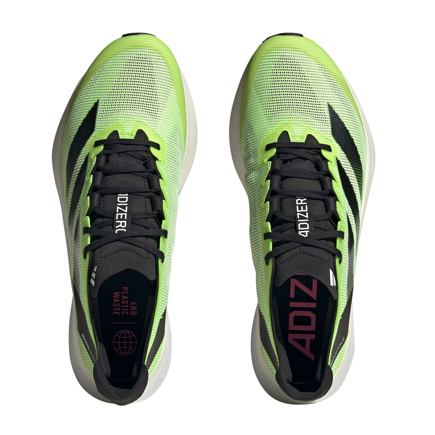 adidas adizero Boston 12 - Cloud White/Core Black/Lucid Lemon