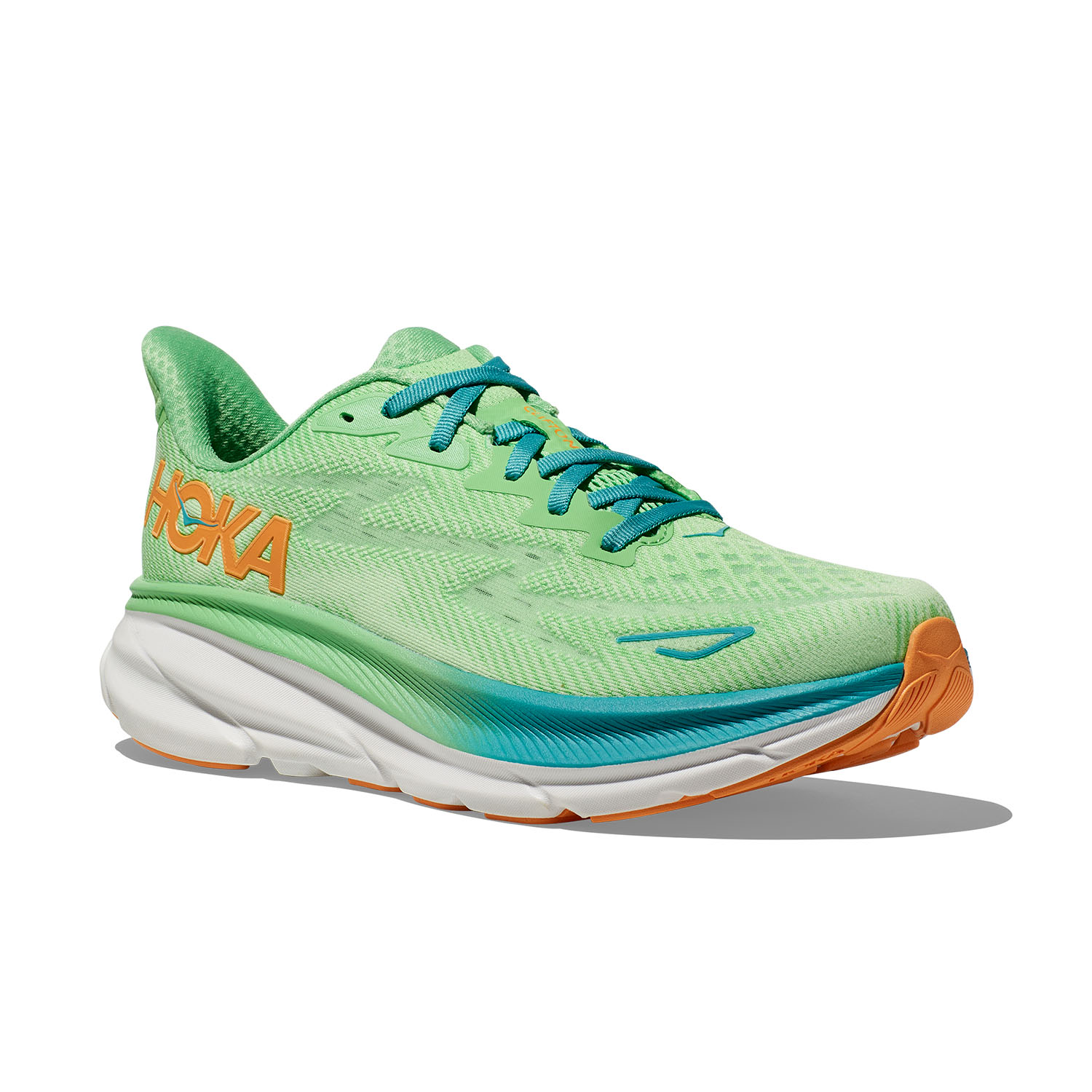 Hoka Clifton 9 Wide Men's Running Shoes - Zest/Lime Glow