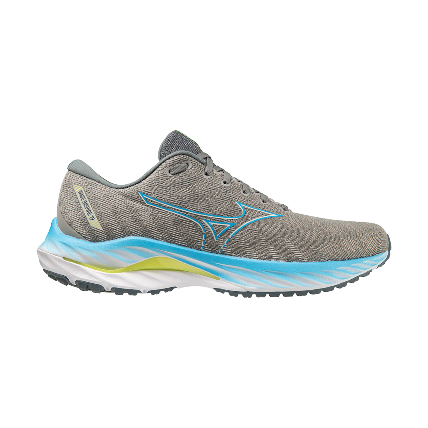 Mizuno Wave Inspire 19 - Ghost Gray/Jet Blue/Bolt 2 Neon