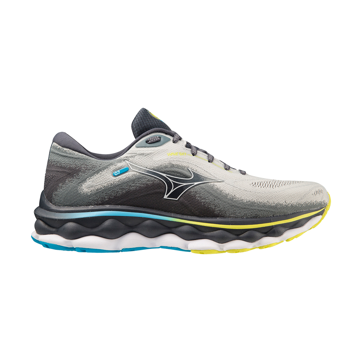 Mizuno Men's Wave Sky 7 Running Shoe, Pearl Blue-White, 7