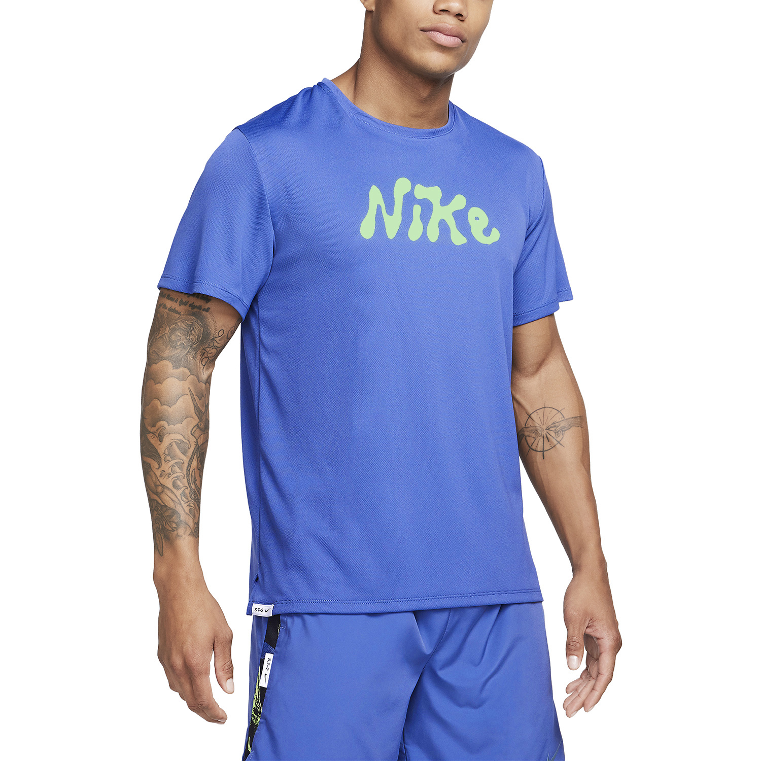 Nike Dri-FIT UV Miler Studio 72 T-Shirt - Diffused Blue/Lime Blast