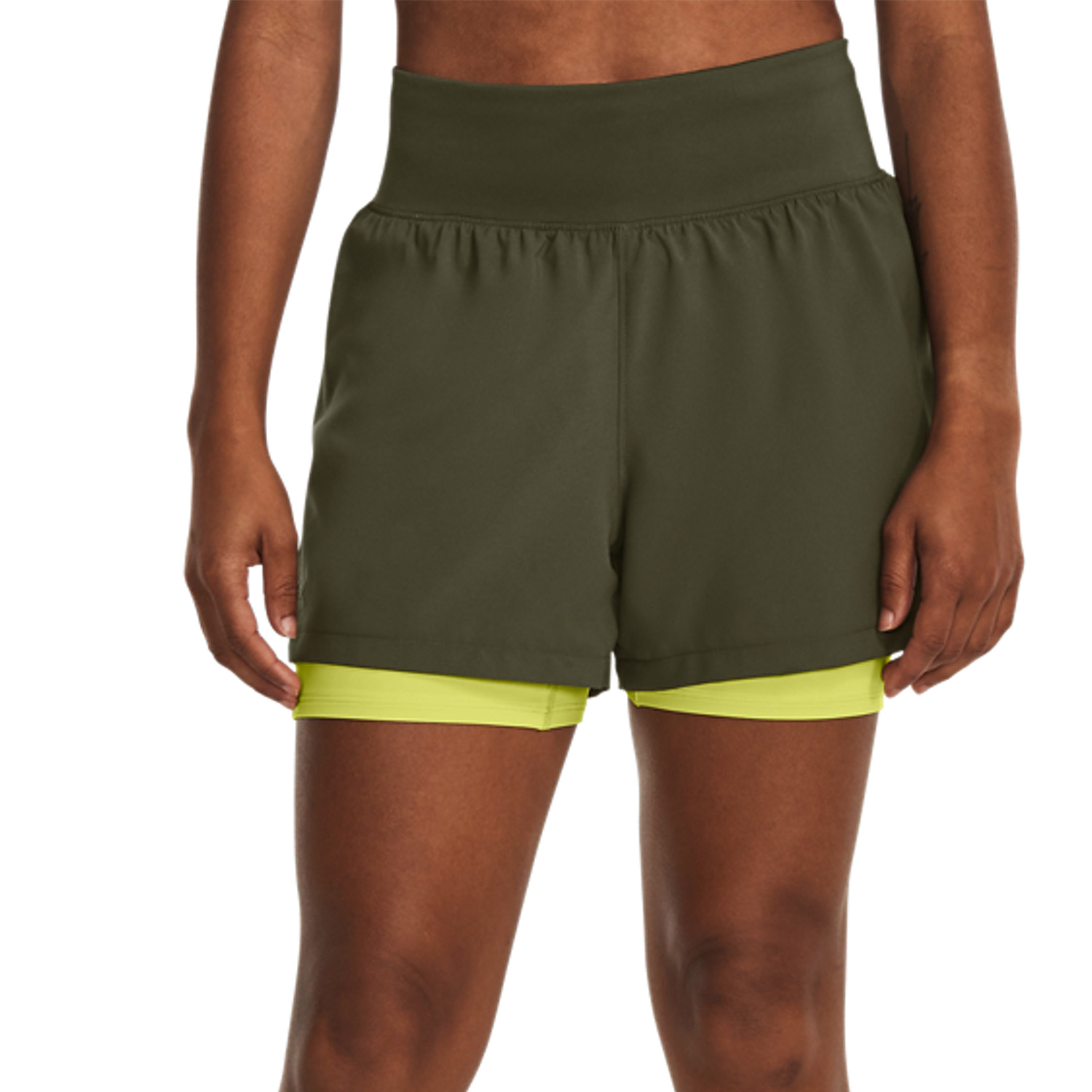 Under Armour Elite 2 in 1 3in Shorts - Marine Od Green/Black