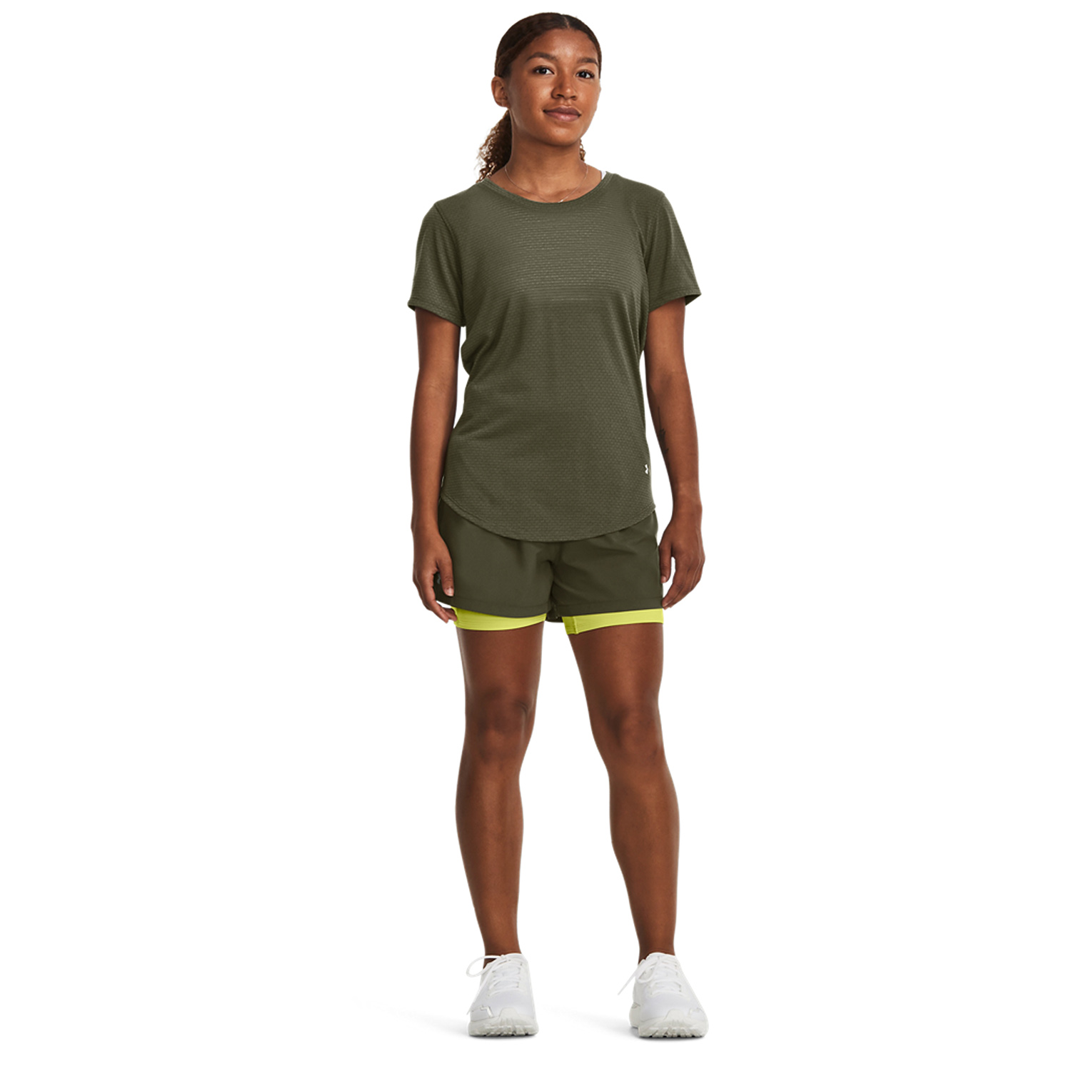 Under Armour Elite 2 in 1 3in Shorts - Marine Od Green/Black