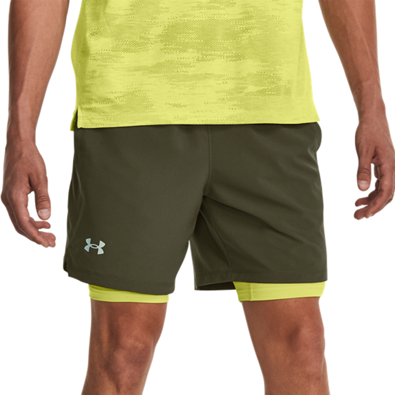 Under Armour Launch 2 in 1 7in Shorts - Marine Od Green/Black