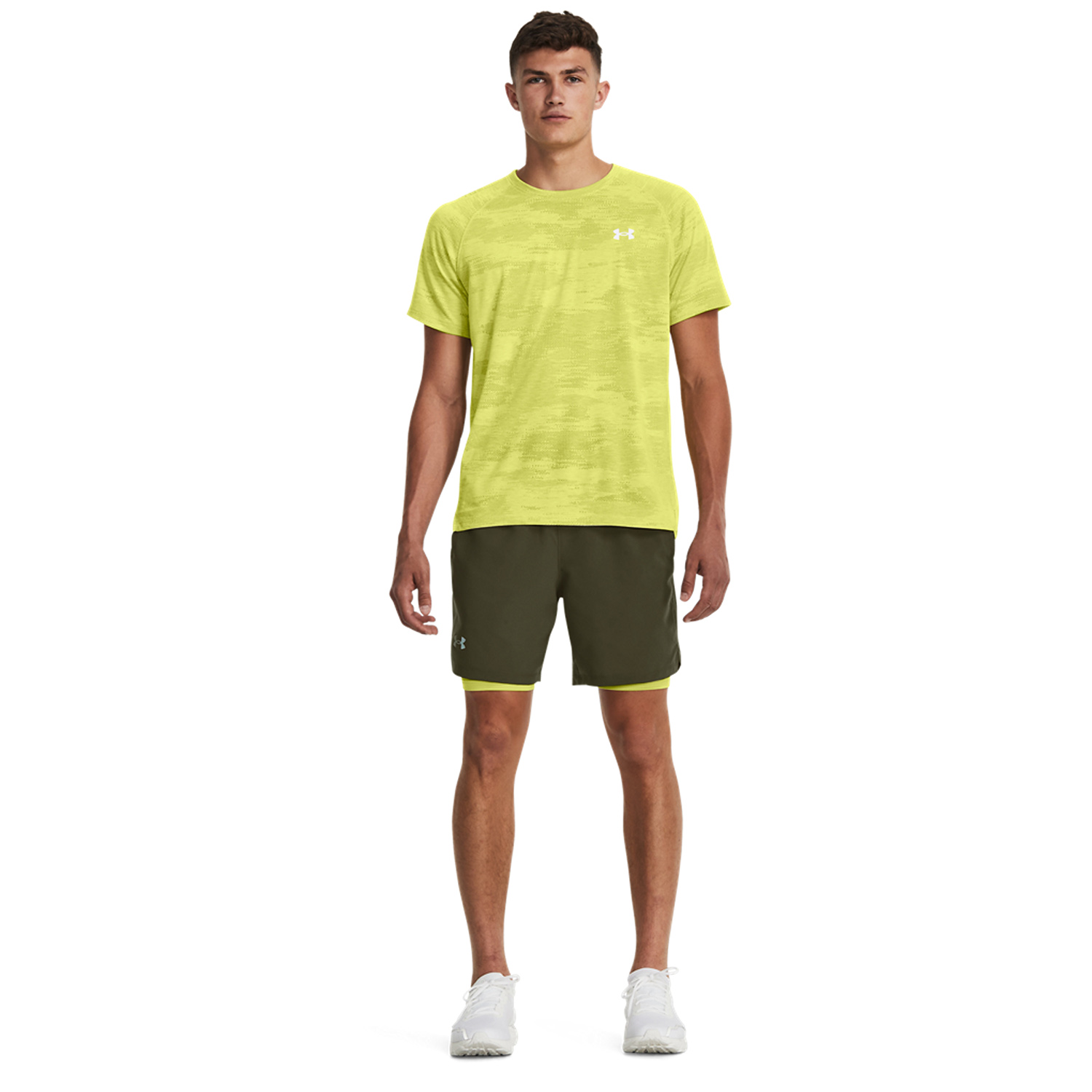 Under Armour Launch 2 in 1 7in Shorts - Marine Od Green/Black