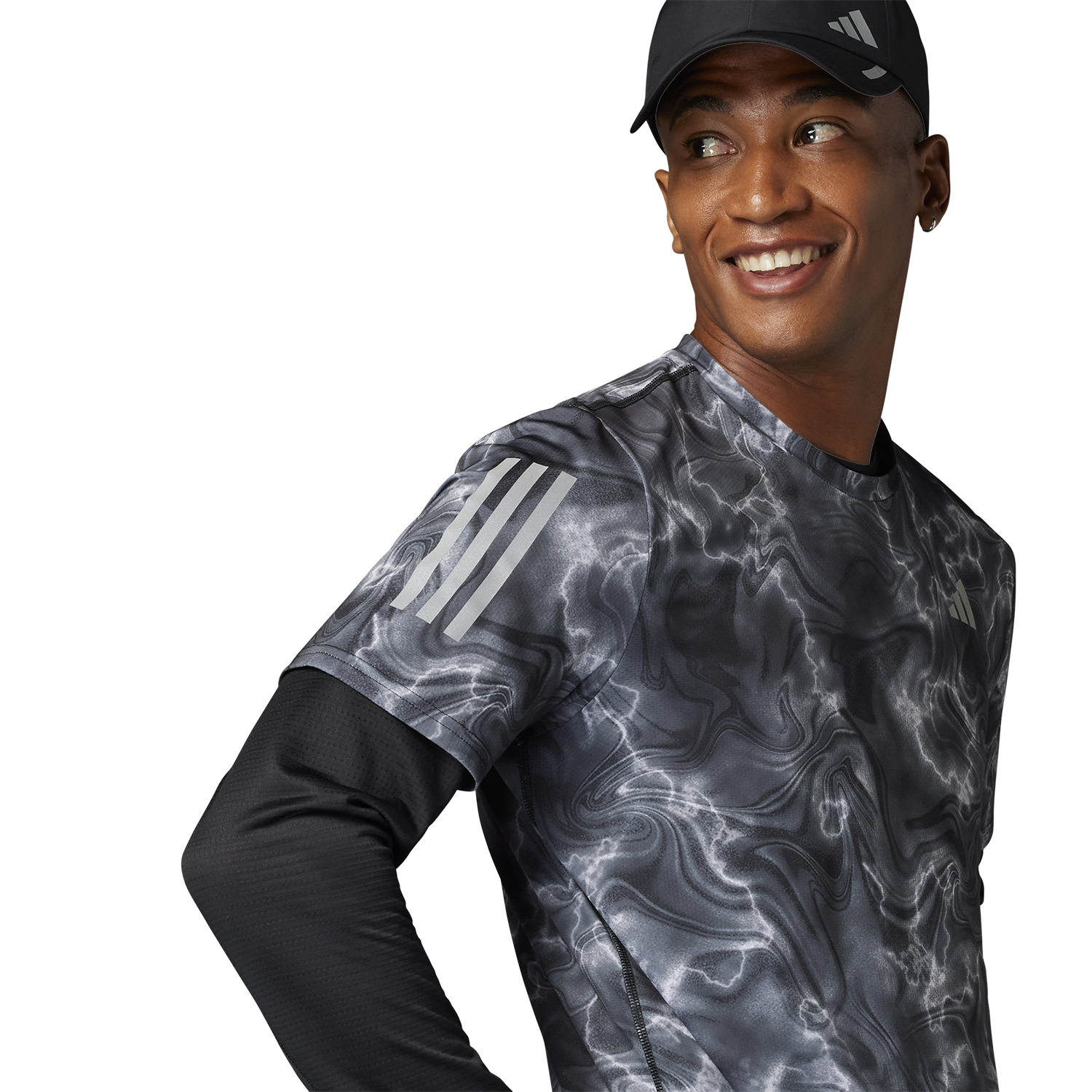 adidas Own The Run Graphic T-Shirt - White/Black/Grey Six