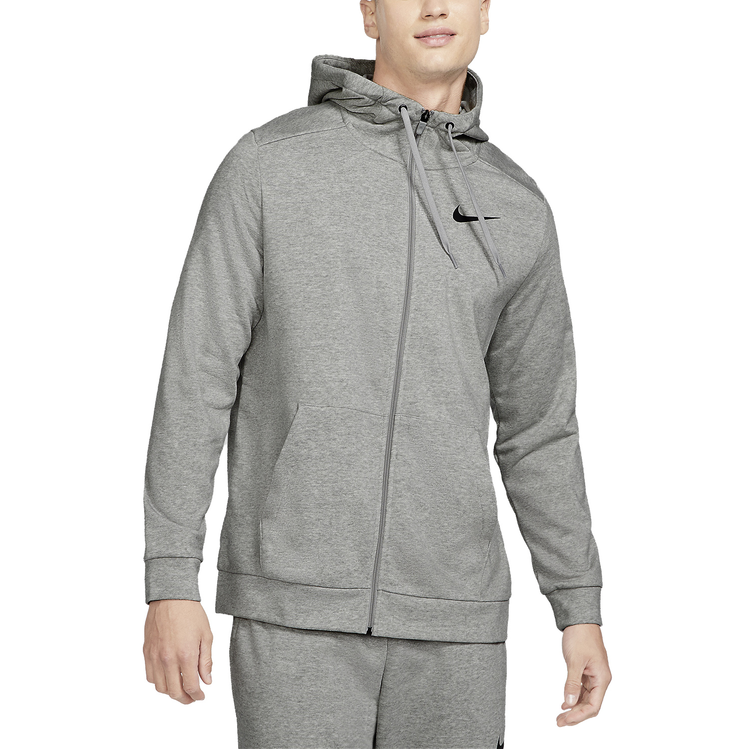 Nike Dri-FIT Logo Hoodie - Dark Grey Heather/Black