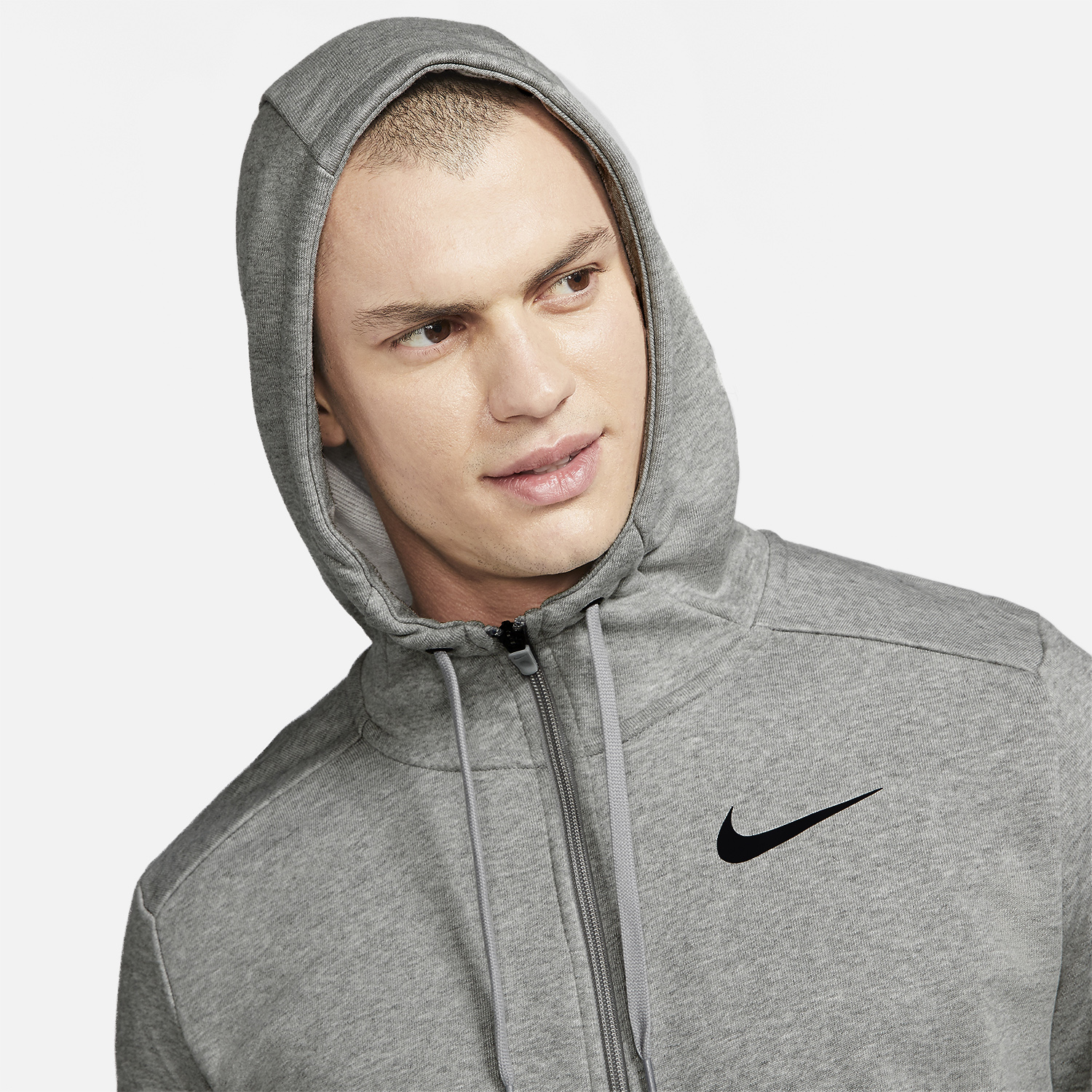 Nike Dri-FIT Logo Men's Training Hoodie - Dark Grey Heather/Black