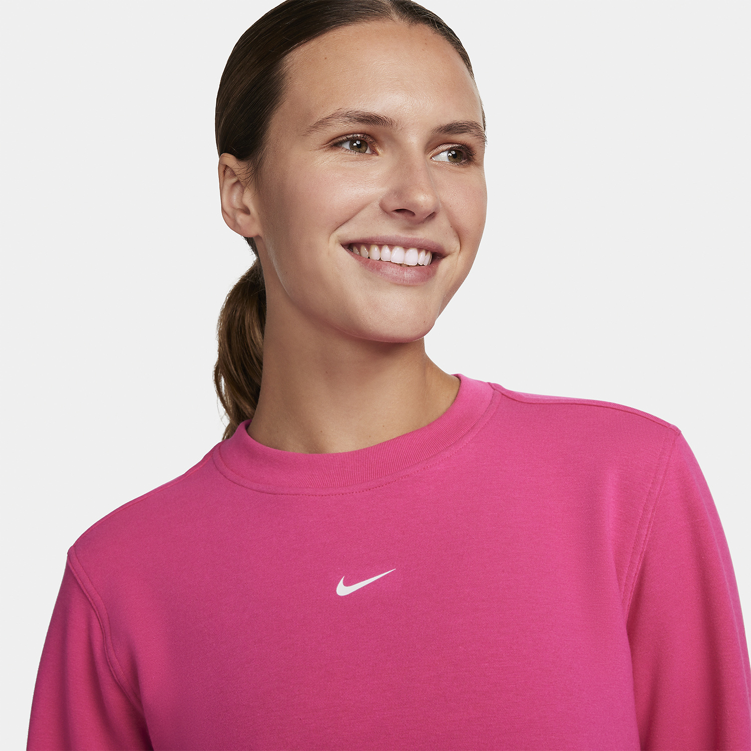 Nike Dri-FIT One Crew Sweathshirt - Fireberry/White