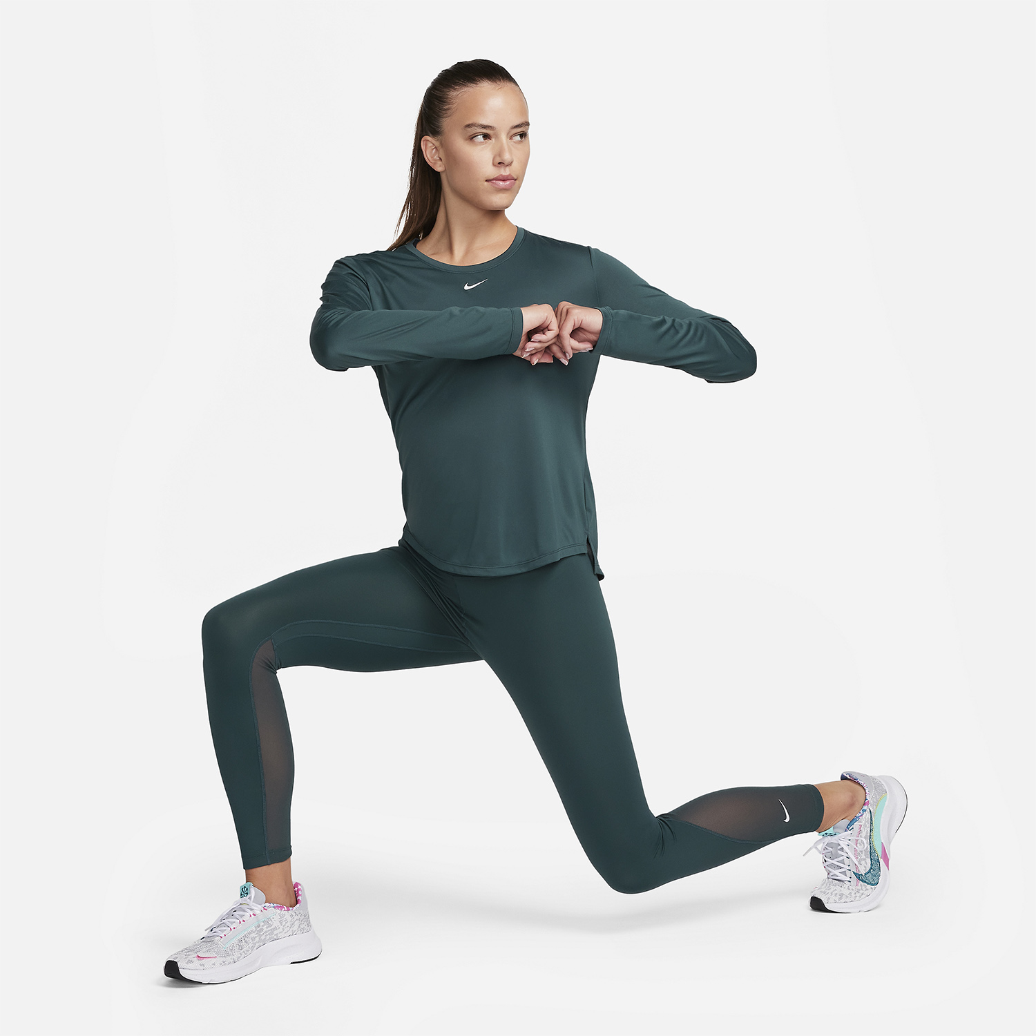 Nike, One High-Rise Leggings - Deep Jungle/White