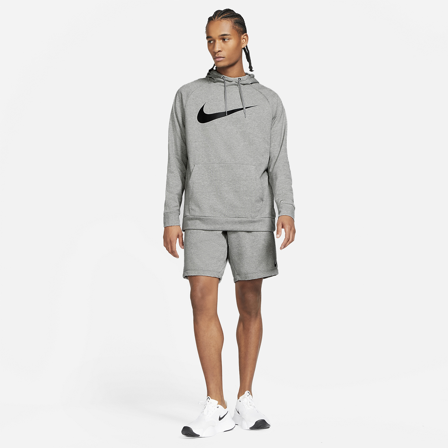 Nike Dri FIT Swoosh Men s Training Hoodie Dark Grey Heather