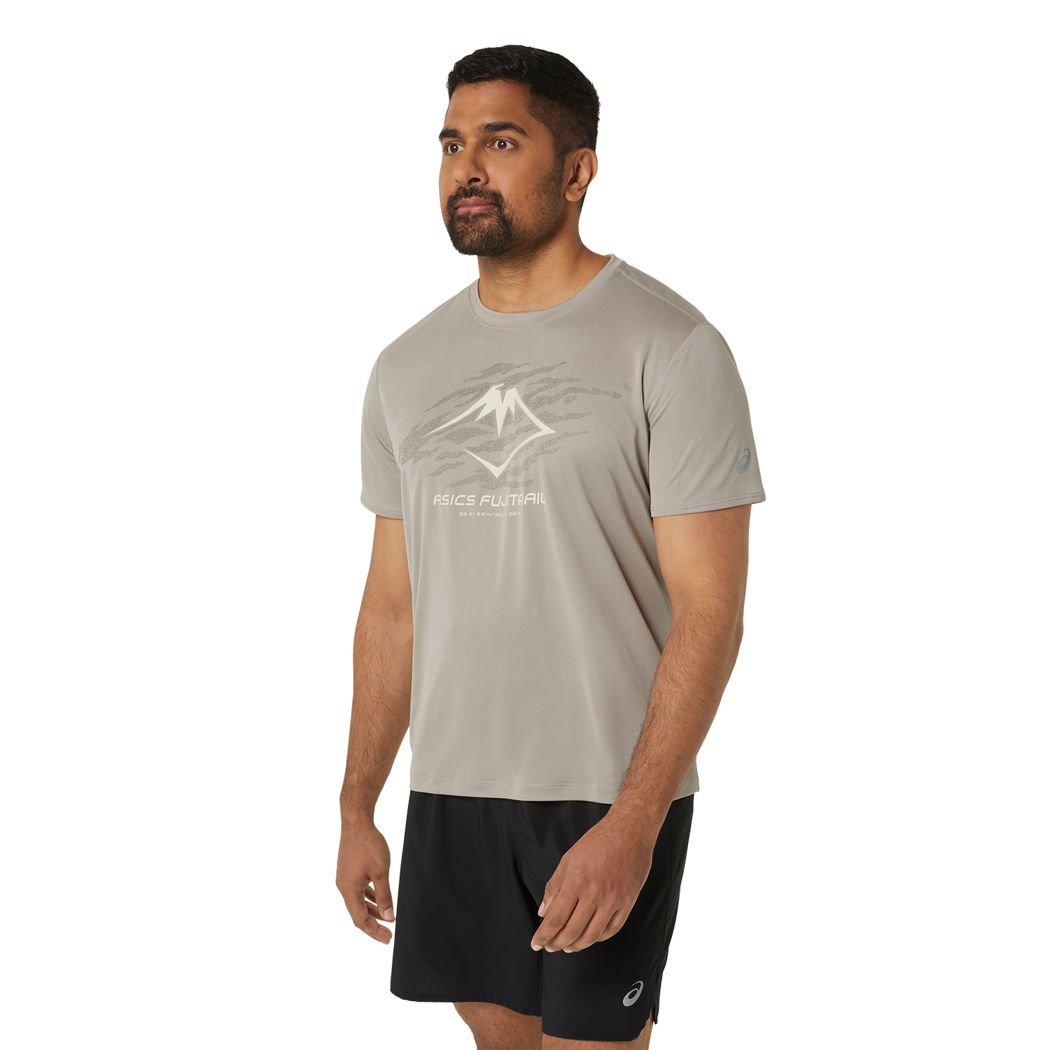 Asics Fujitrail Logo T-Shirt - Moonrock/Mantle Green/Oatmeal