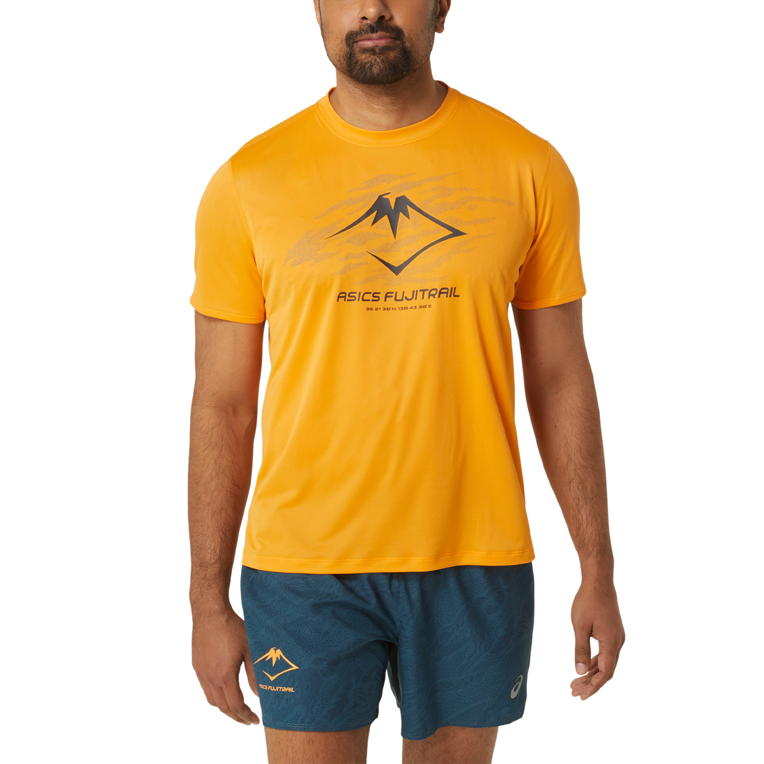 Asics Fujitrail Logo Camiseta - Fellow Yellow/Lichen Green/Graphite Grey