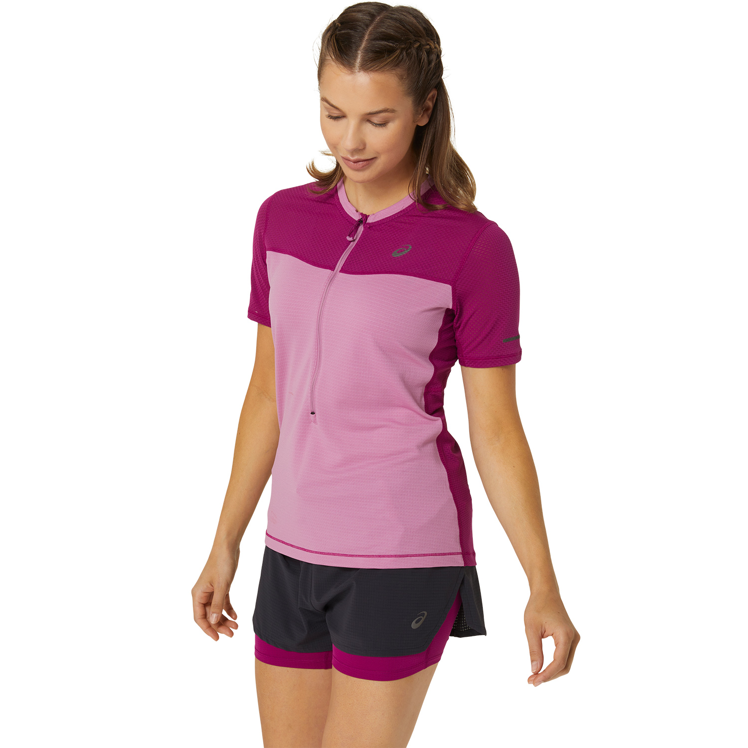 Asics Fujitrail Logo Camiseta - Soft Berry/Blackberry