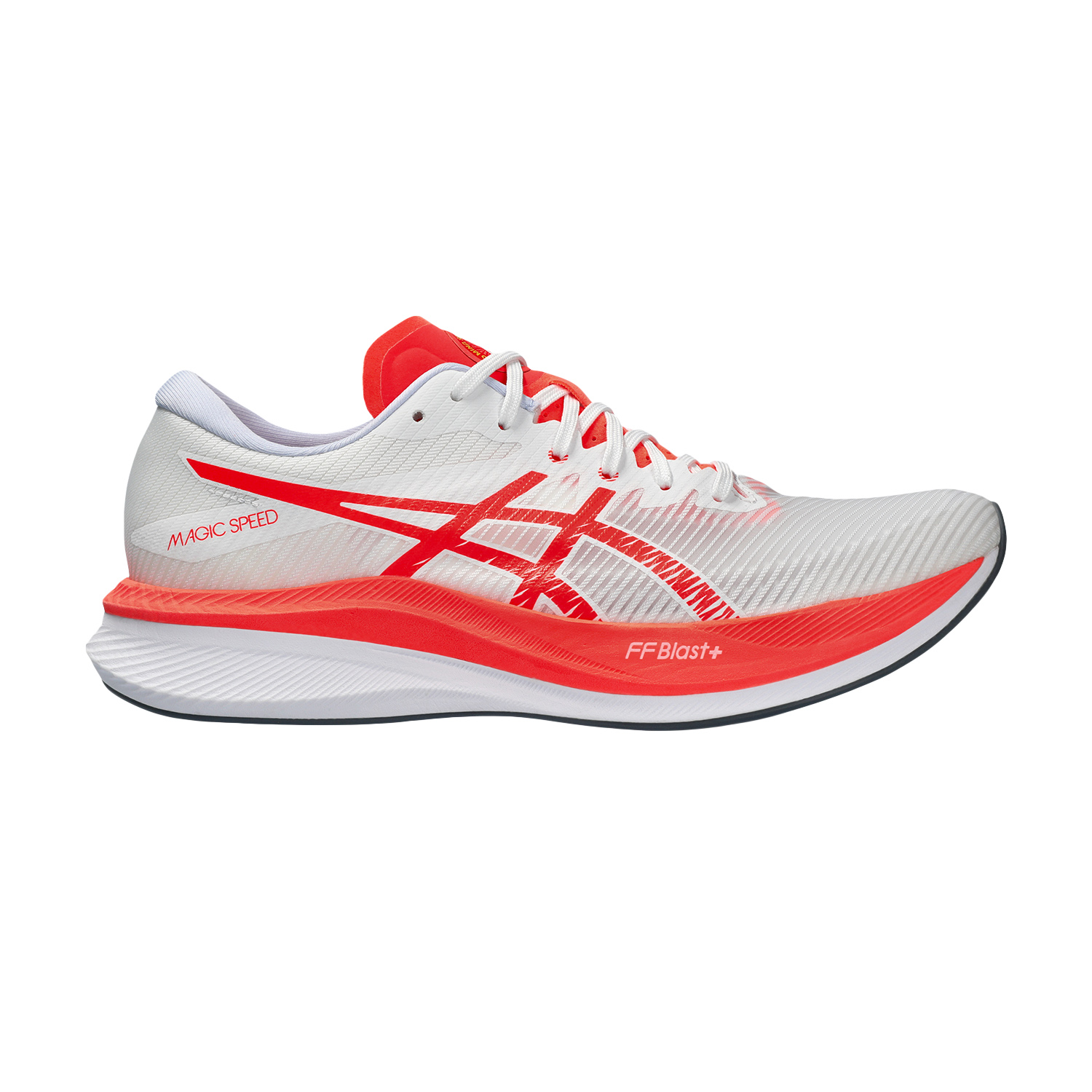 ASICS Novablast 4 Men's Shoes White/Sunrise Red - Running Warehouse Europe