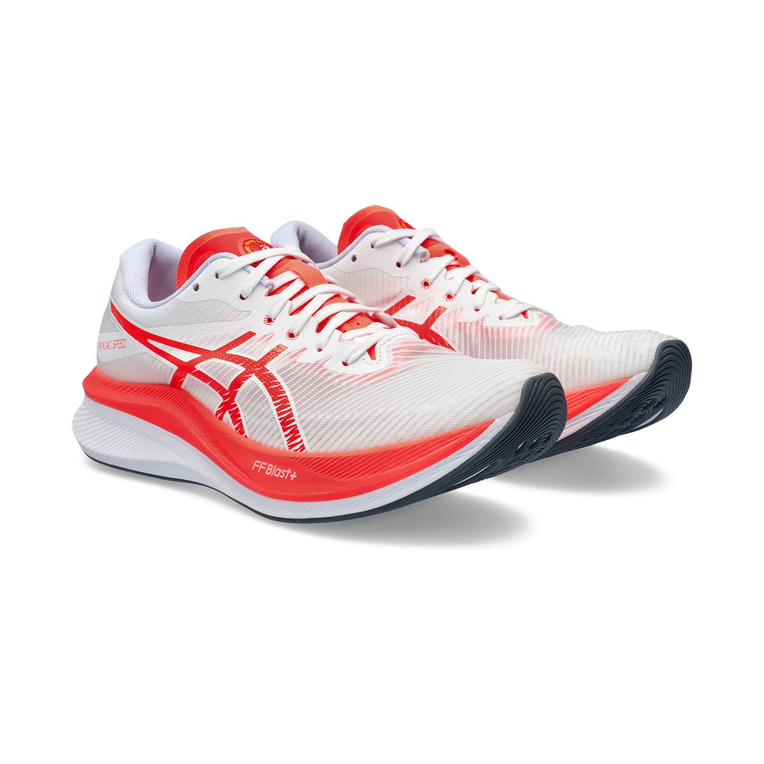 Asics Magic Speed 3 Women's Running Shoes - White/Sunrise Red