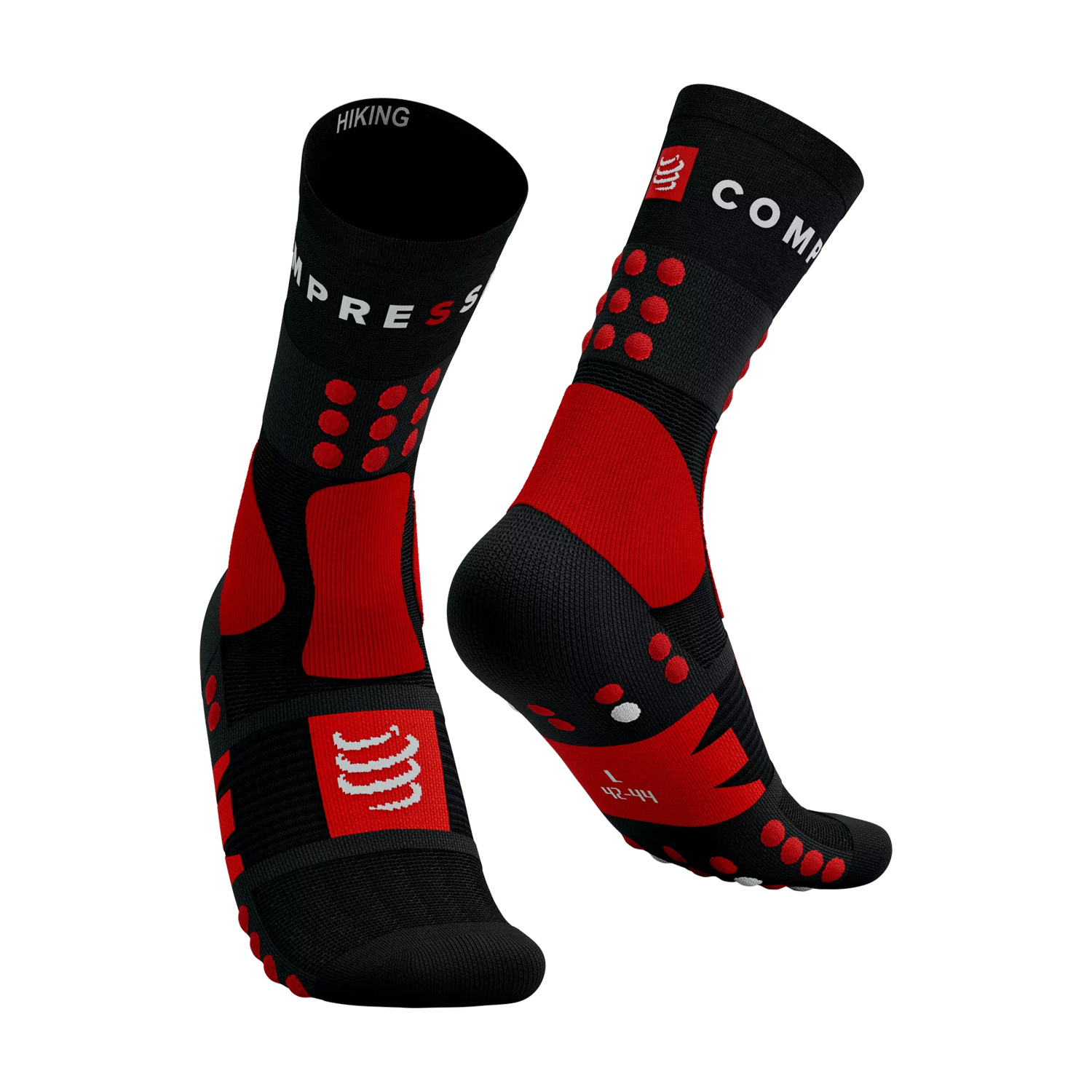 Compressport Hiking Calcetines Outdoor - Black/Red/White