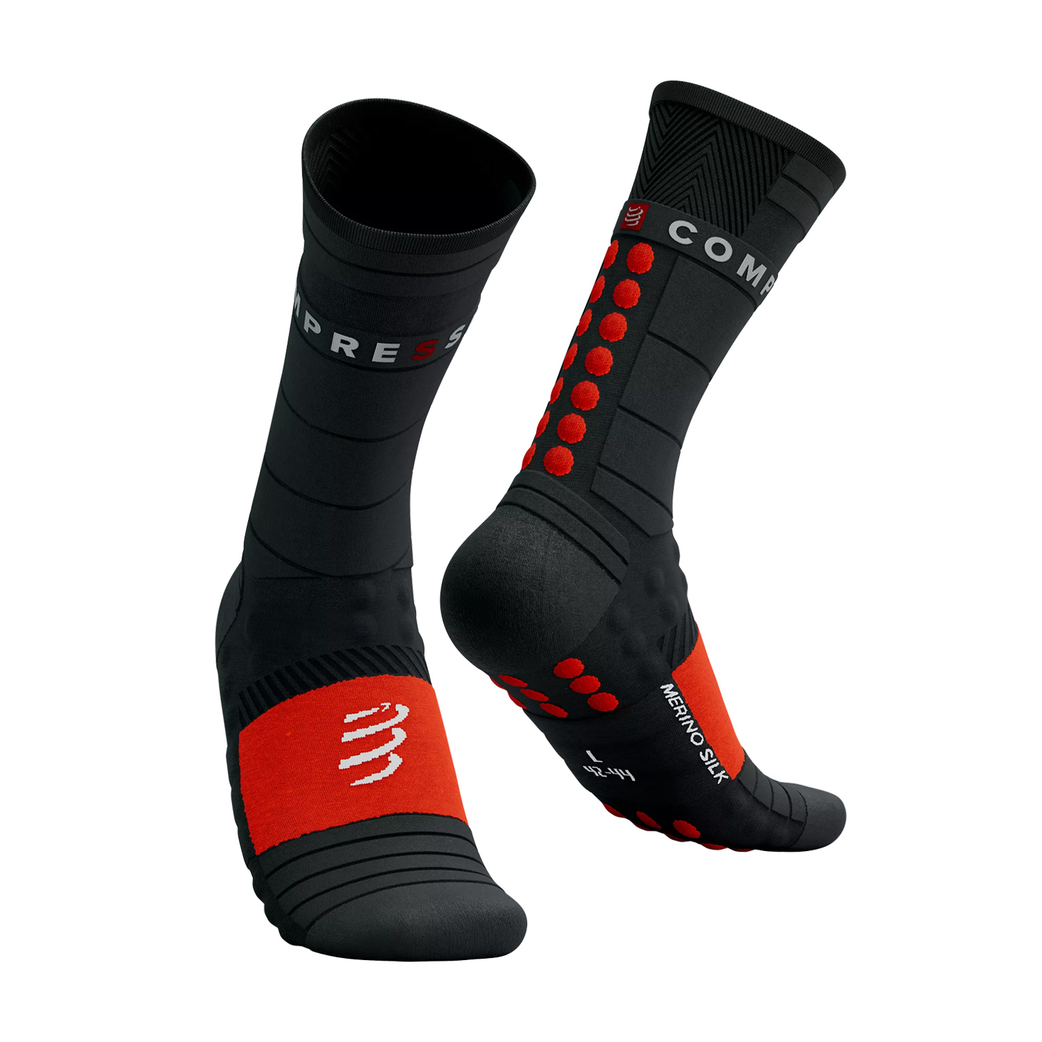 Compressport Pro Racing Winter Calze - Black/High Risk Red