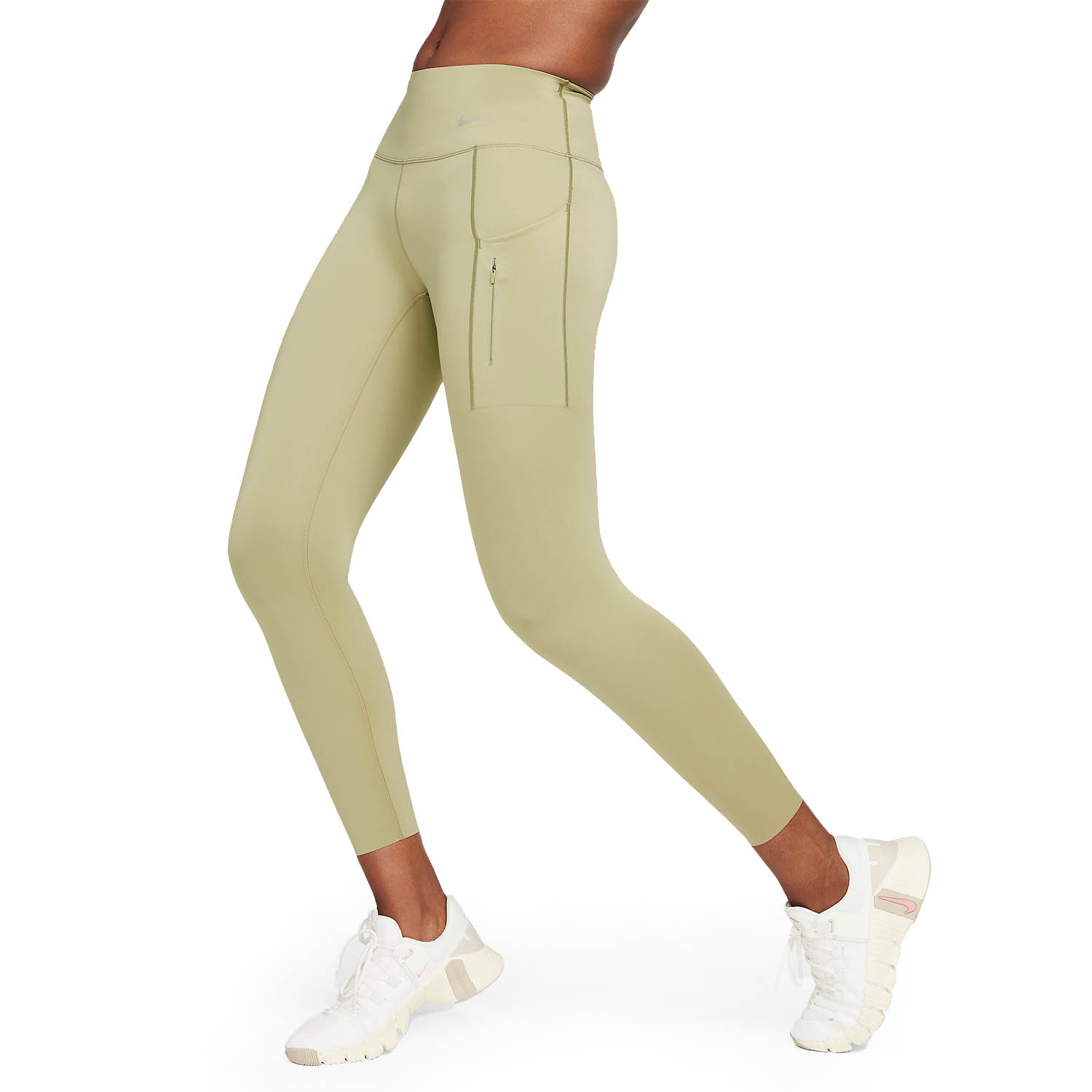 Nike Go Swoosh 7/8 Women's Running Tights - Neutral Olive/Black